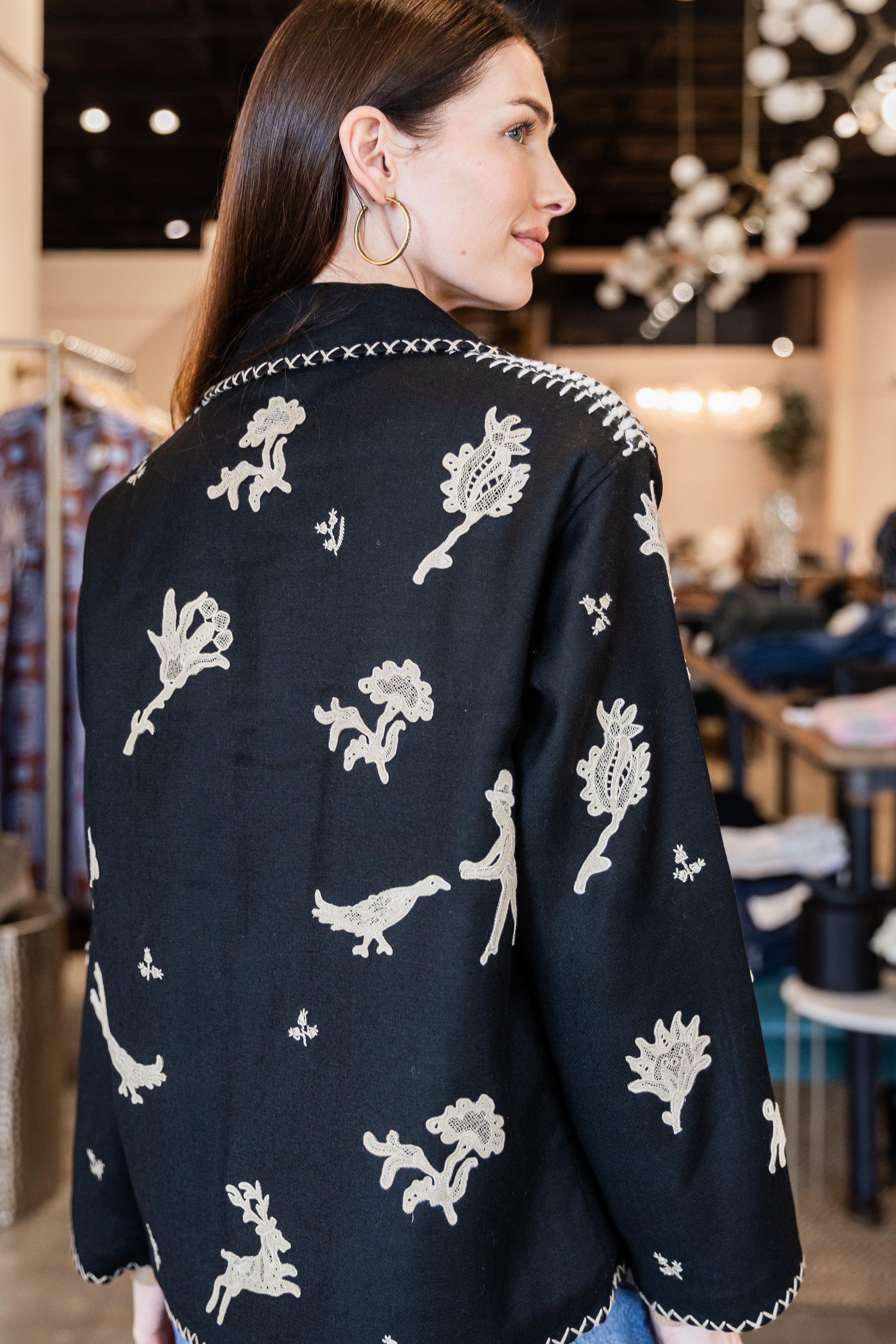 Mika Applique Jacket - Black