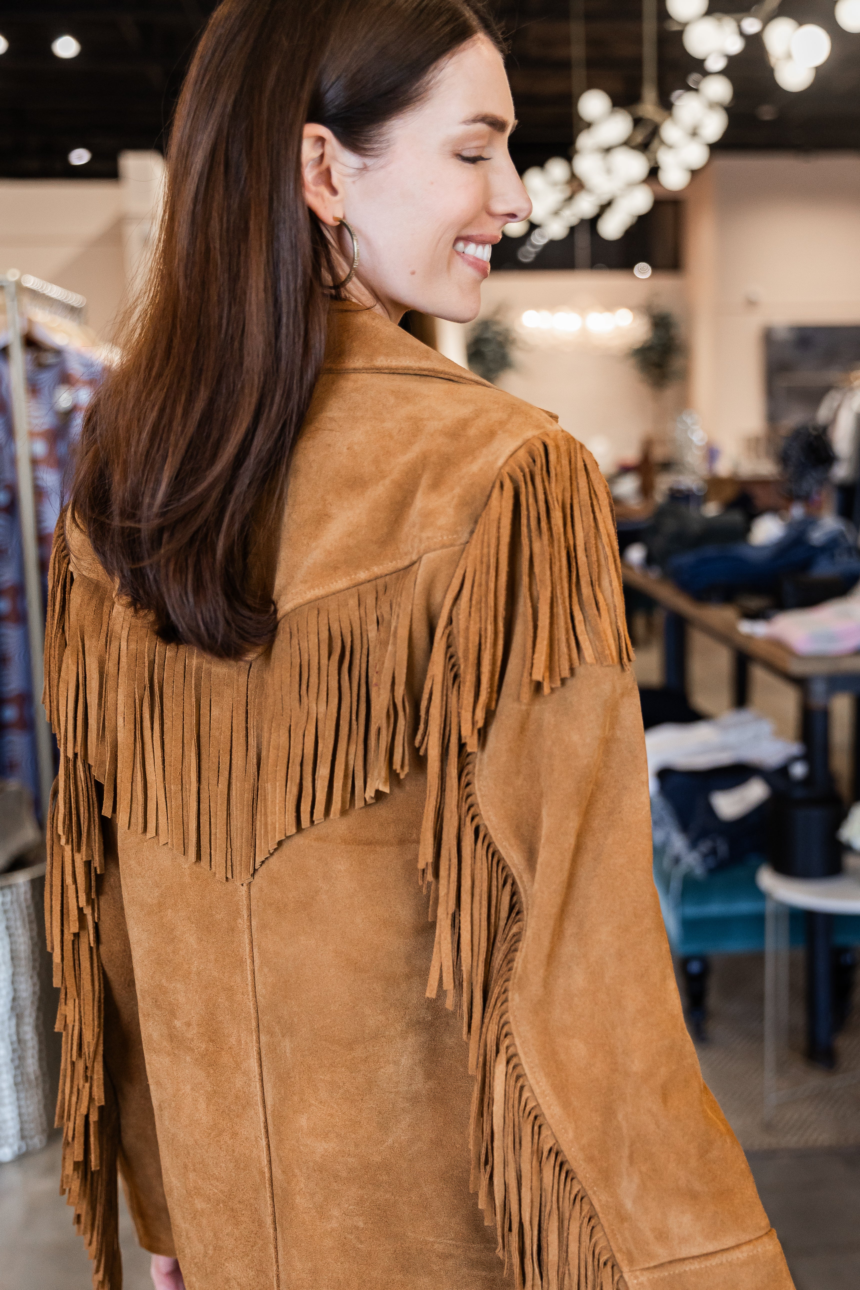 Suede Fringe Jacket - Tan