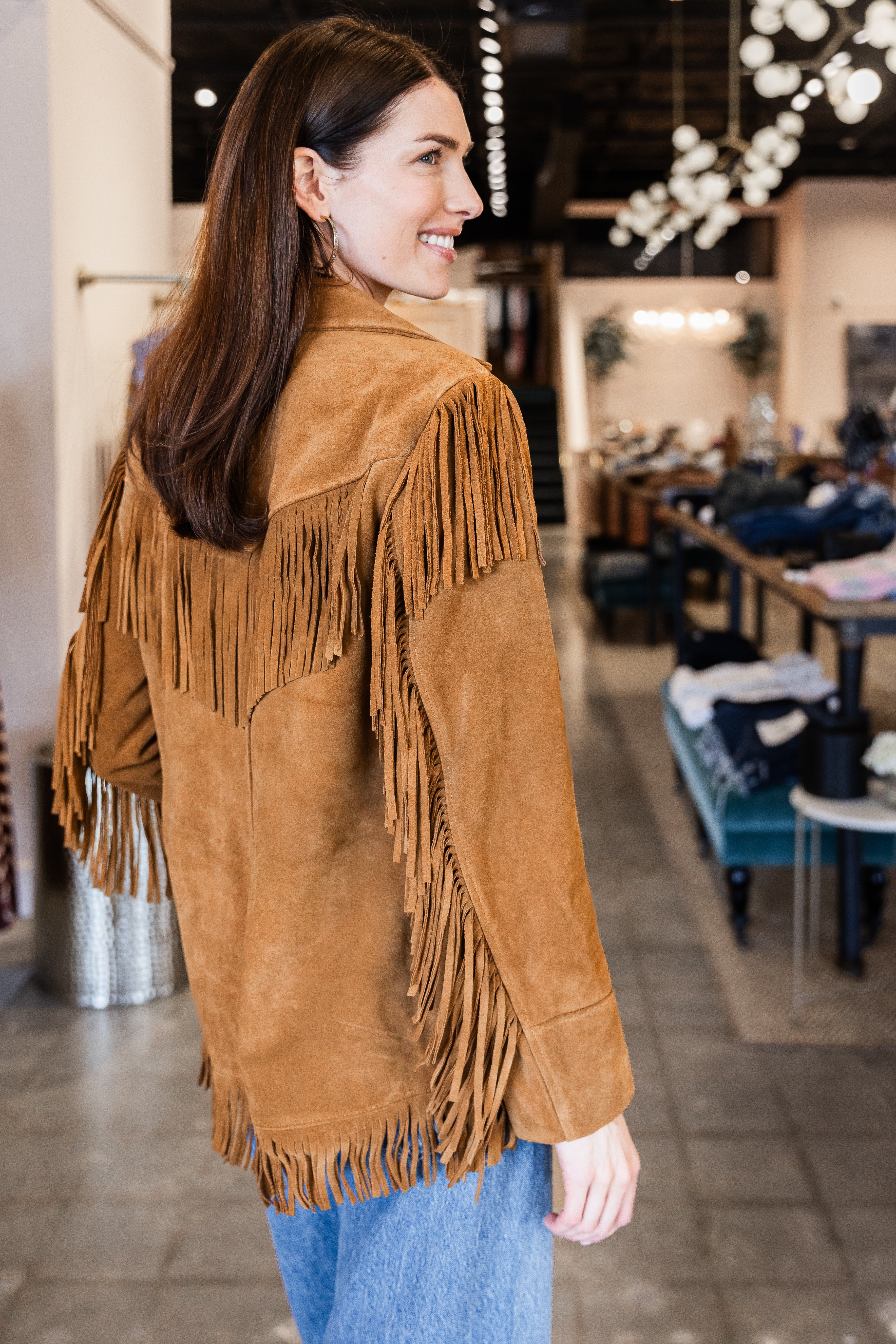 Suede Fringe Jacket - Tan