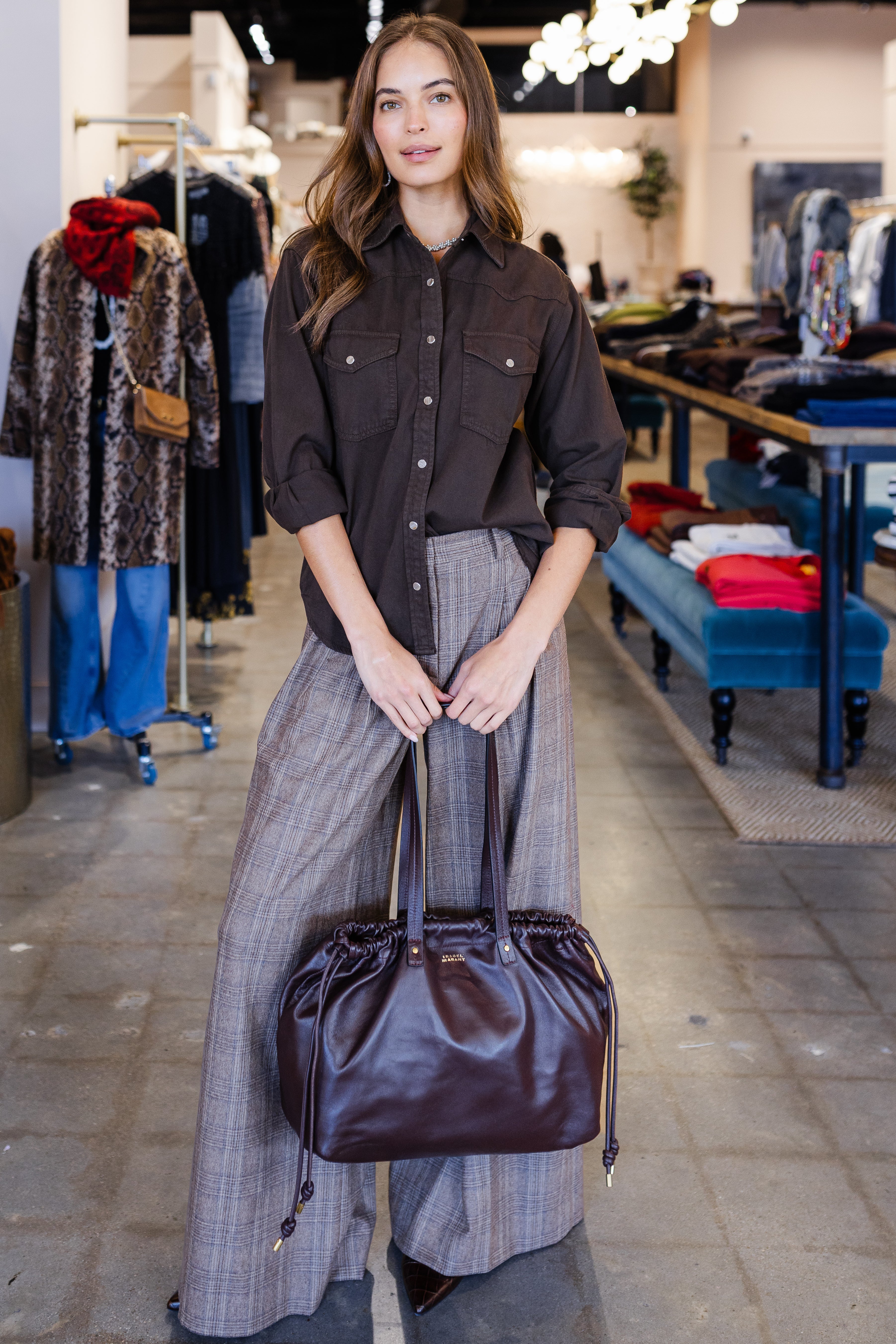 Yellowstone Button Down - Chocolate