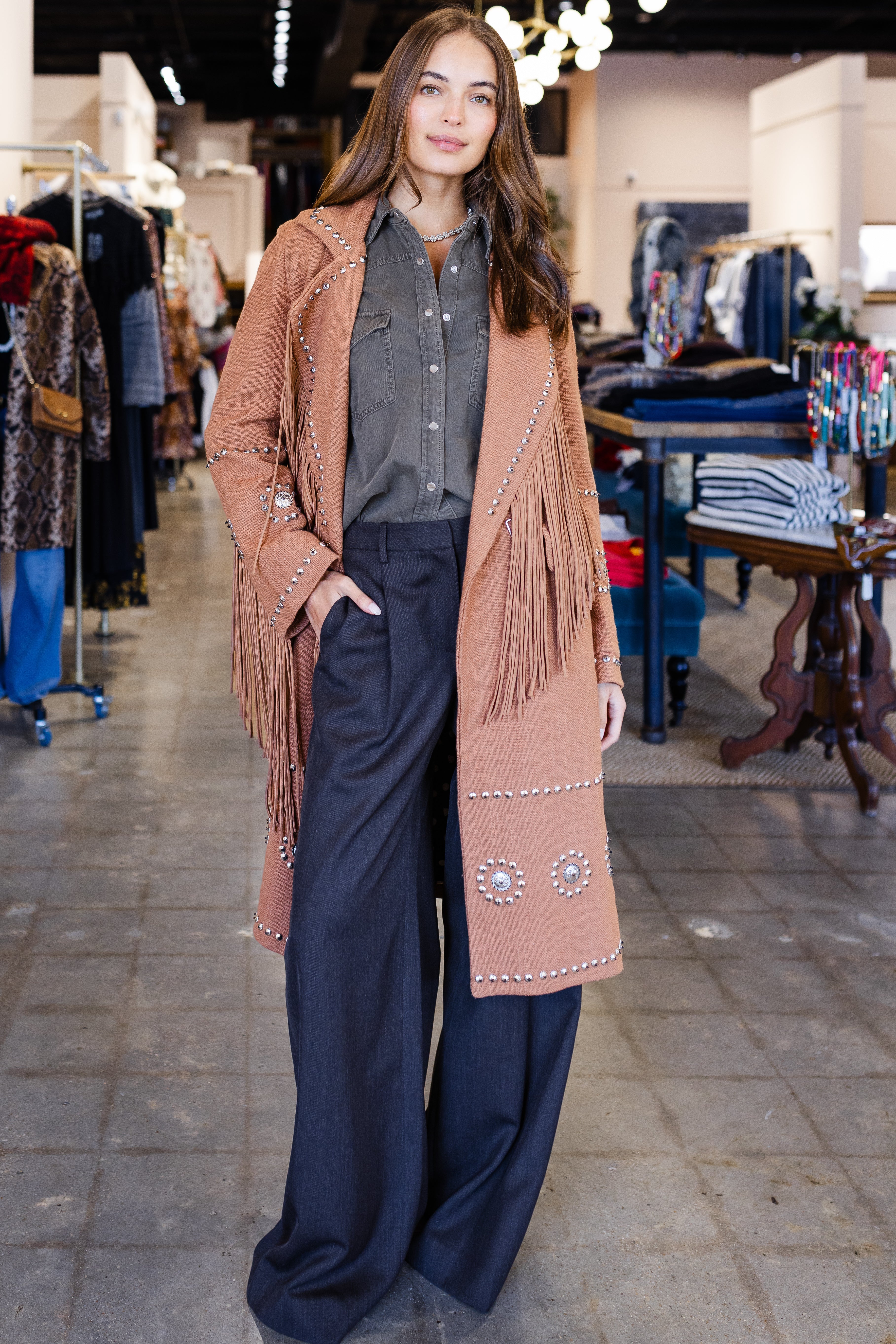 Petunia Fawn Stud Coat - Medium Brown