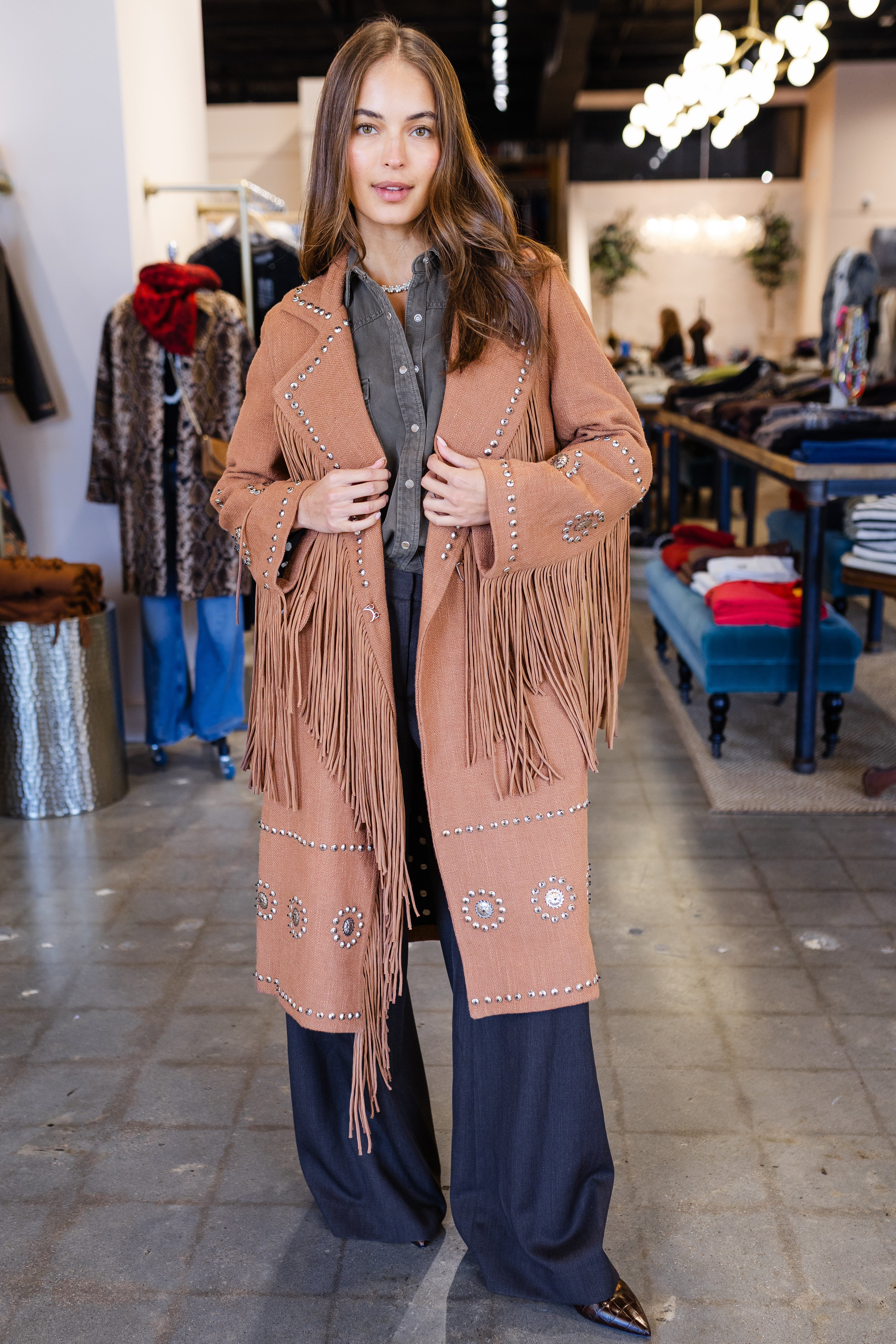 Petunia Fawn Stud Coat - Medium Brown