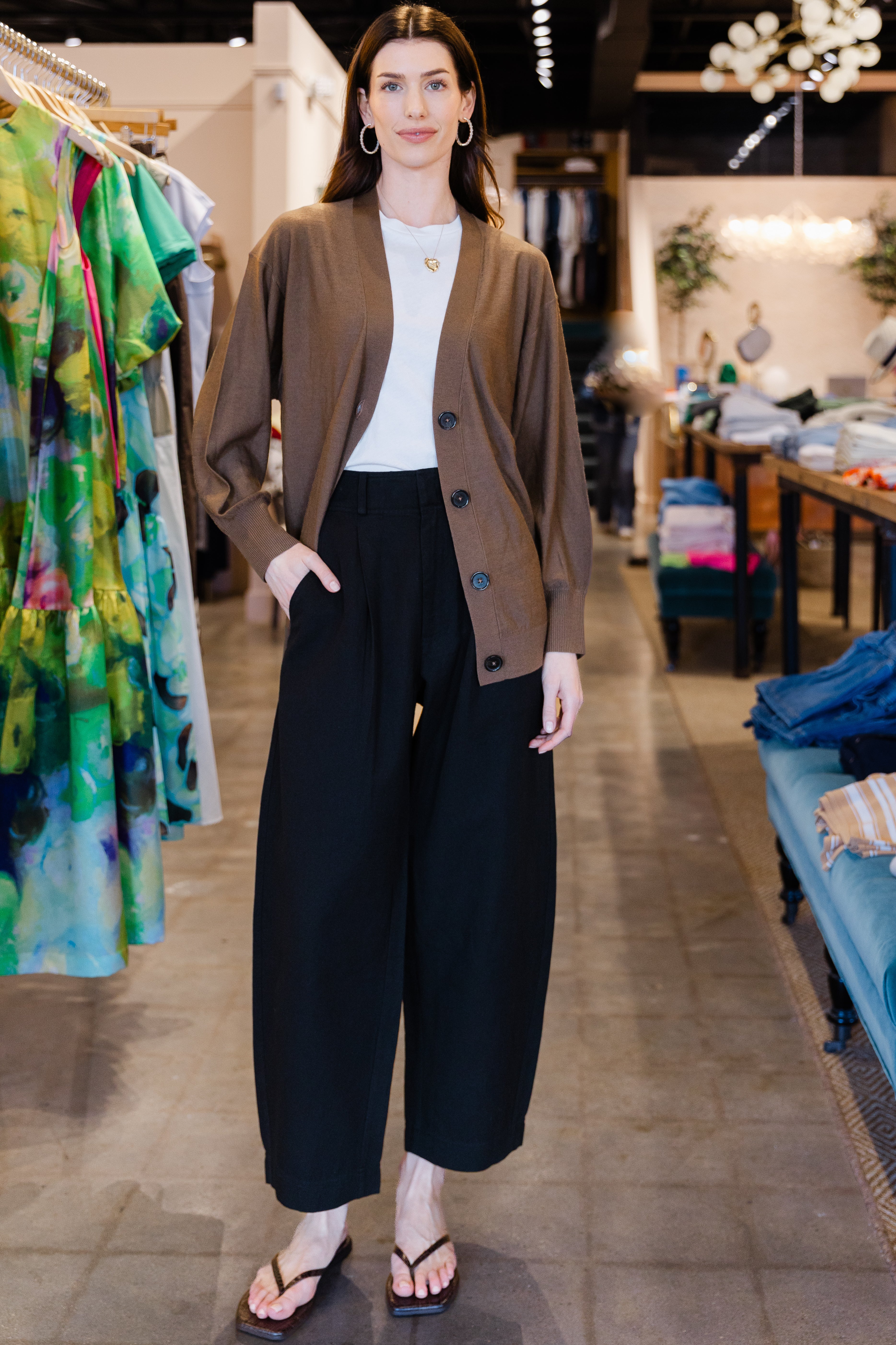 Drippy Tissue Cardigan- Desert Palm