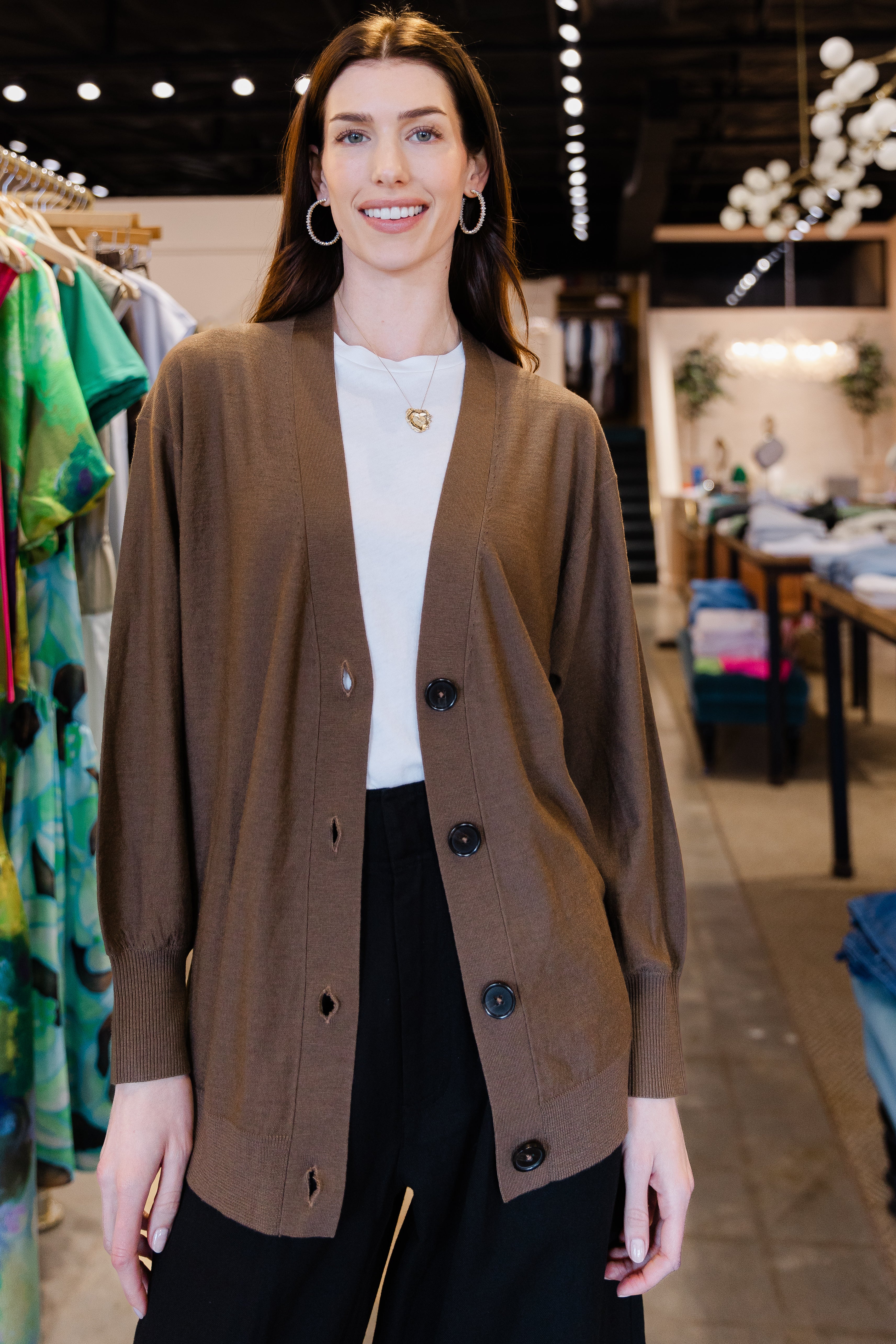 Drippy Tissue Cardigan- Desert Palm