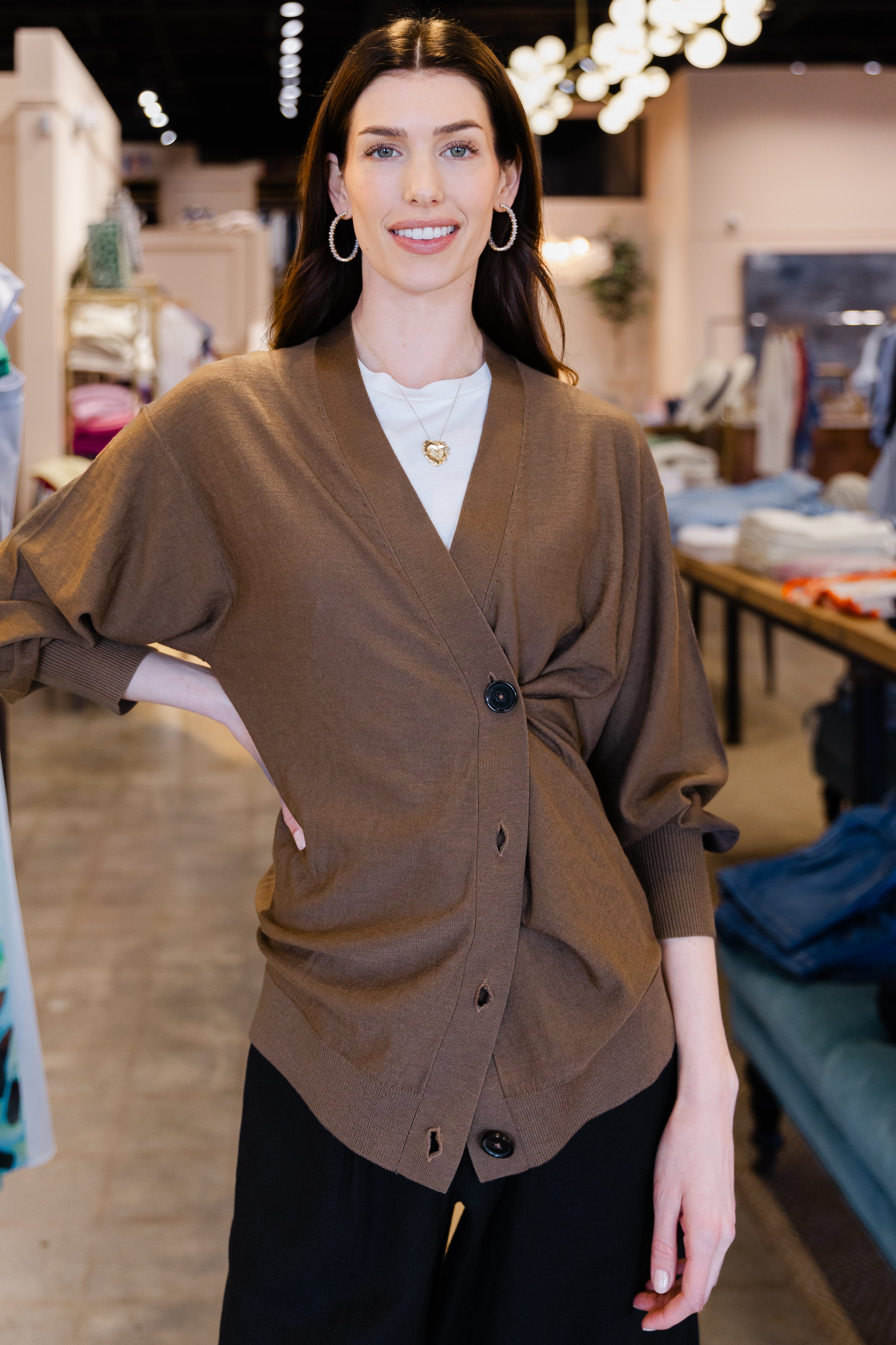 Drippy Tissue Cardigan- Desert Palm