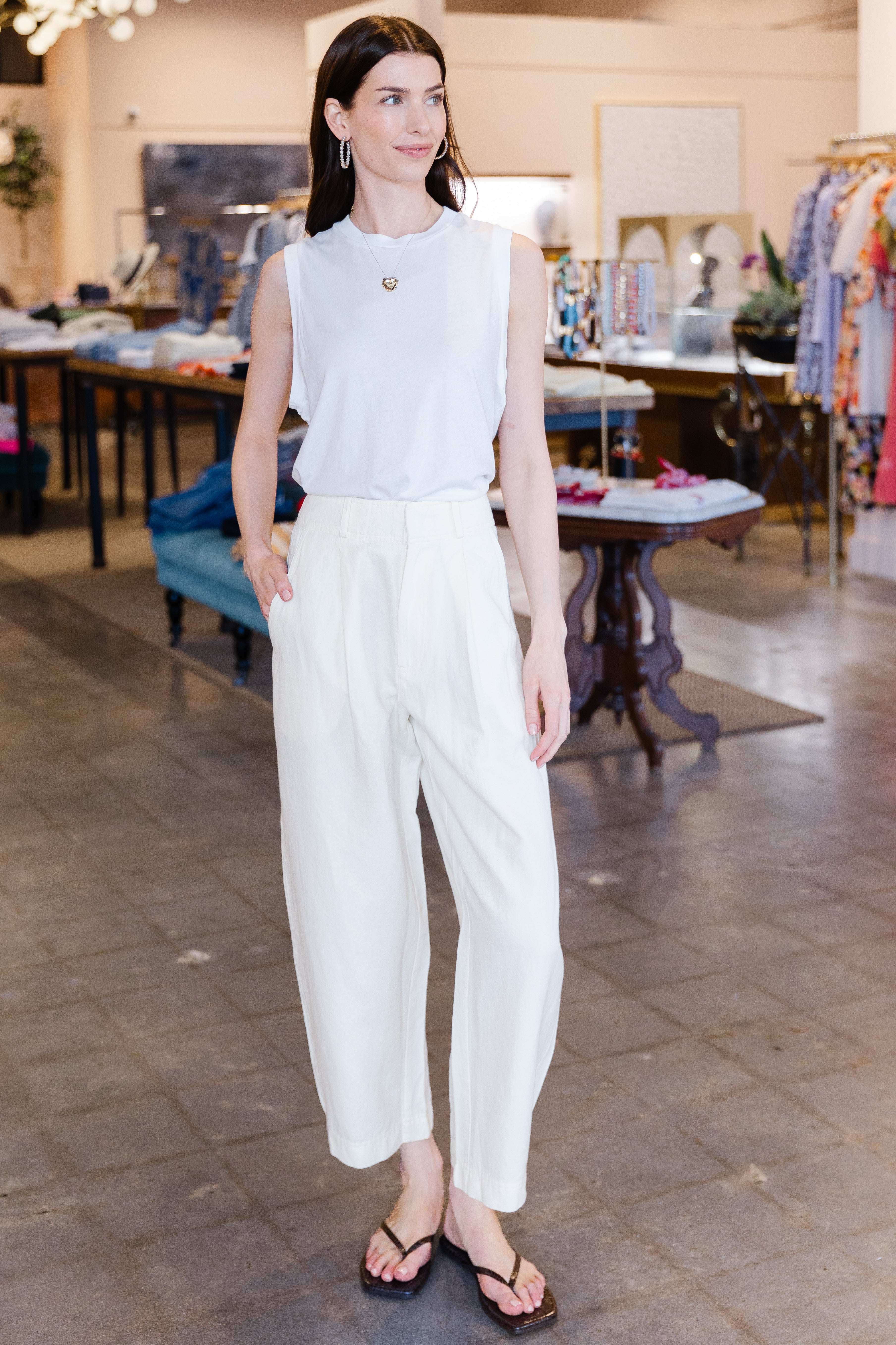 Bari Crop Trouser - Cream