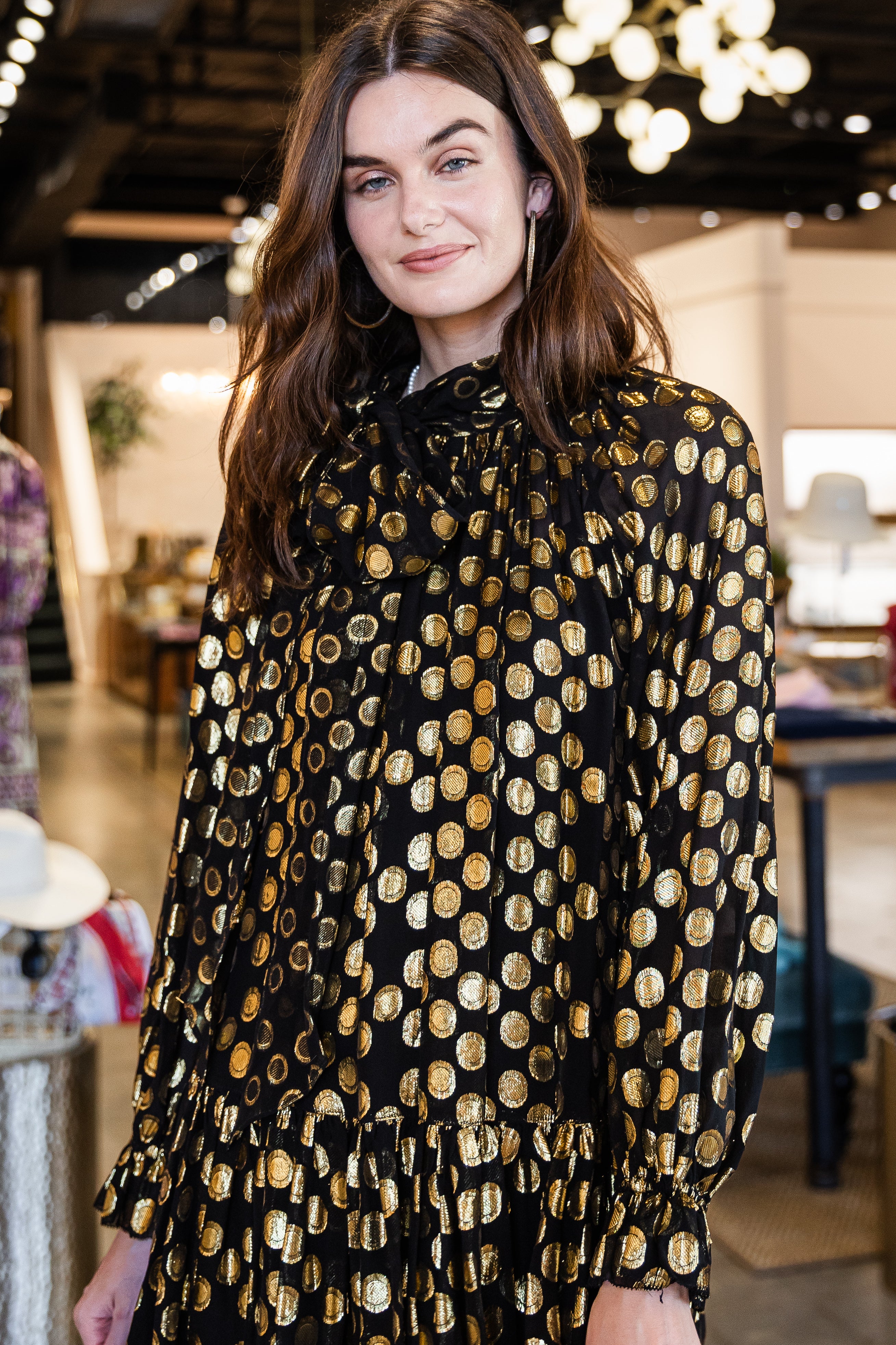 Loretta Silk Long Sleeve Mini Dress - Obsidian