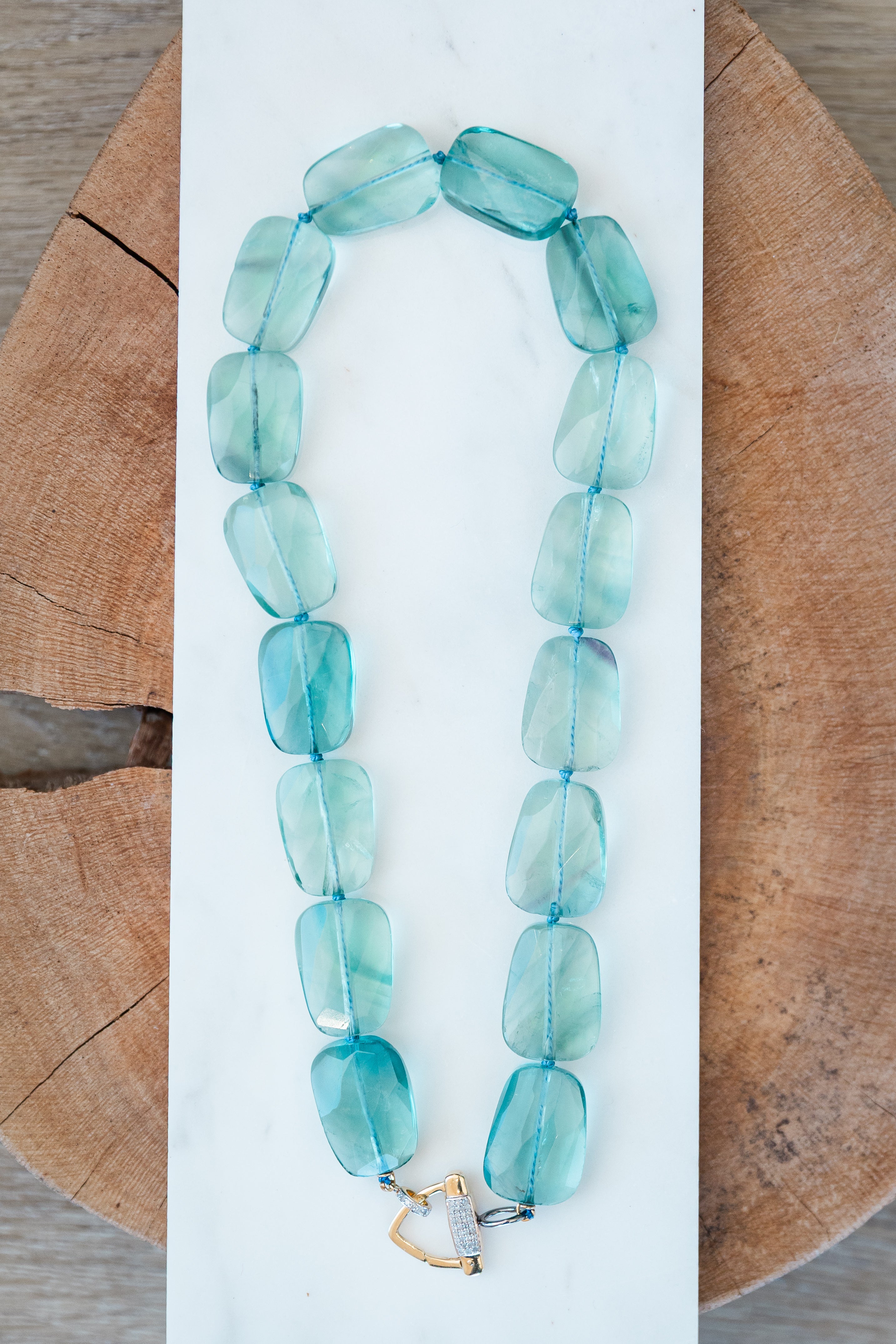 Blue/Green Fluorite Necklace (Y11013B)