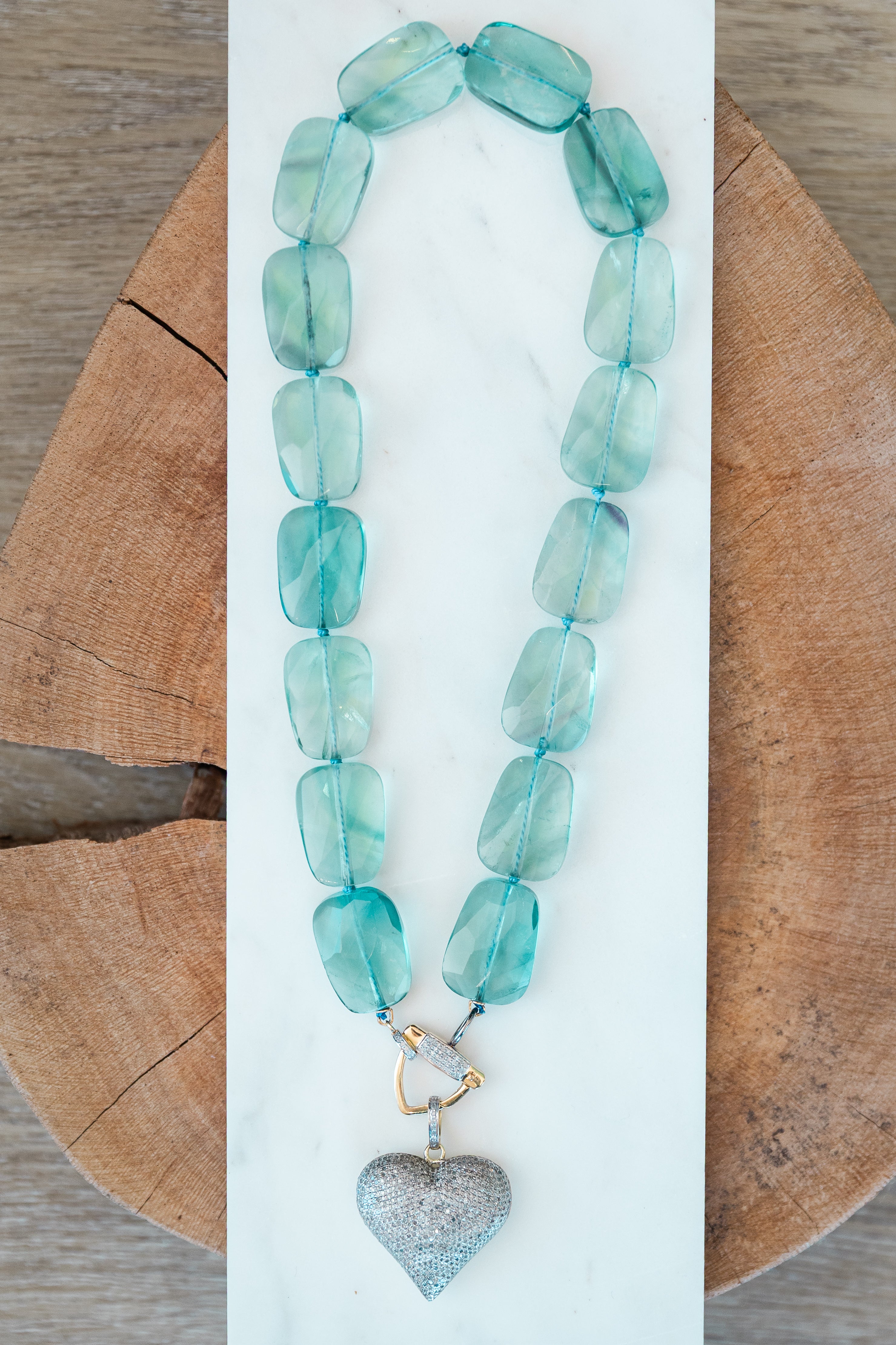 Blue/Green Fluorite Necklace (Y11013B)