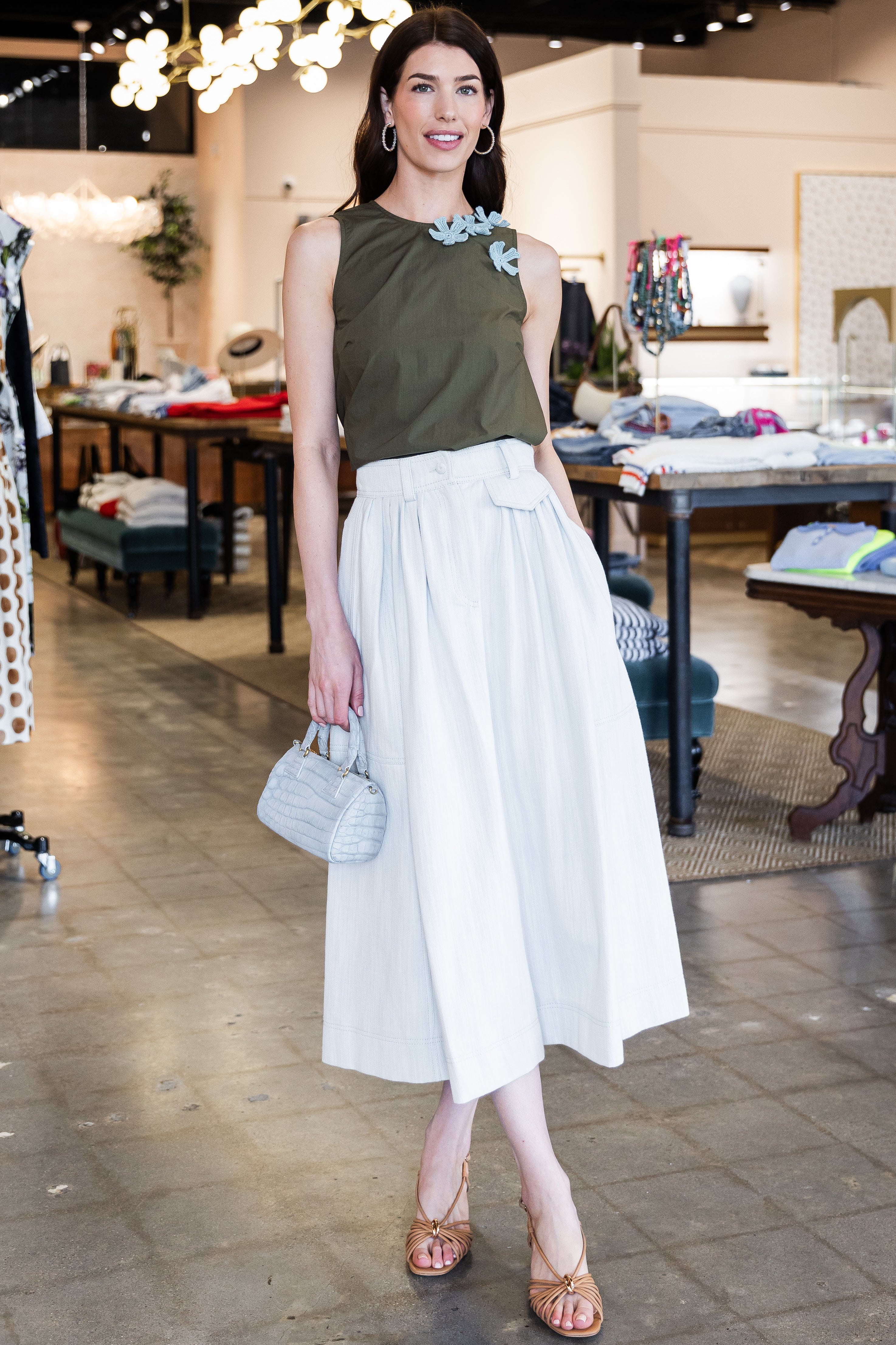 Poplin Floral Shirt - Dark Olive