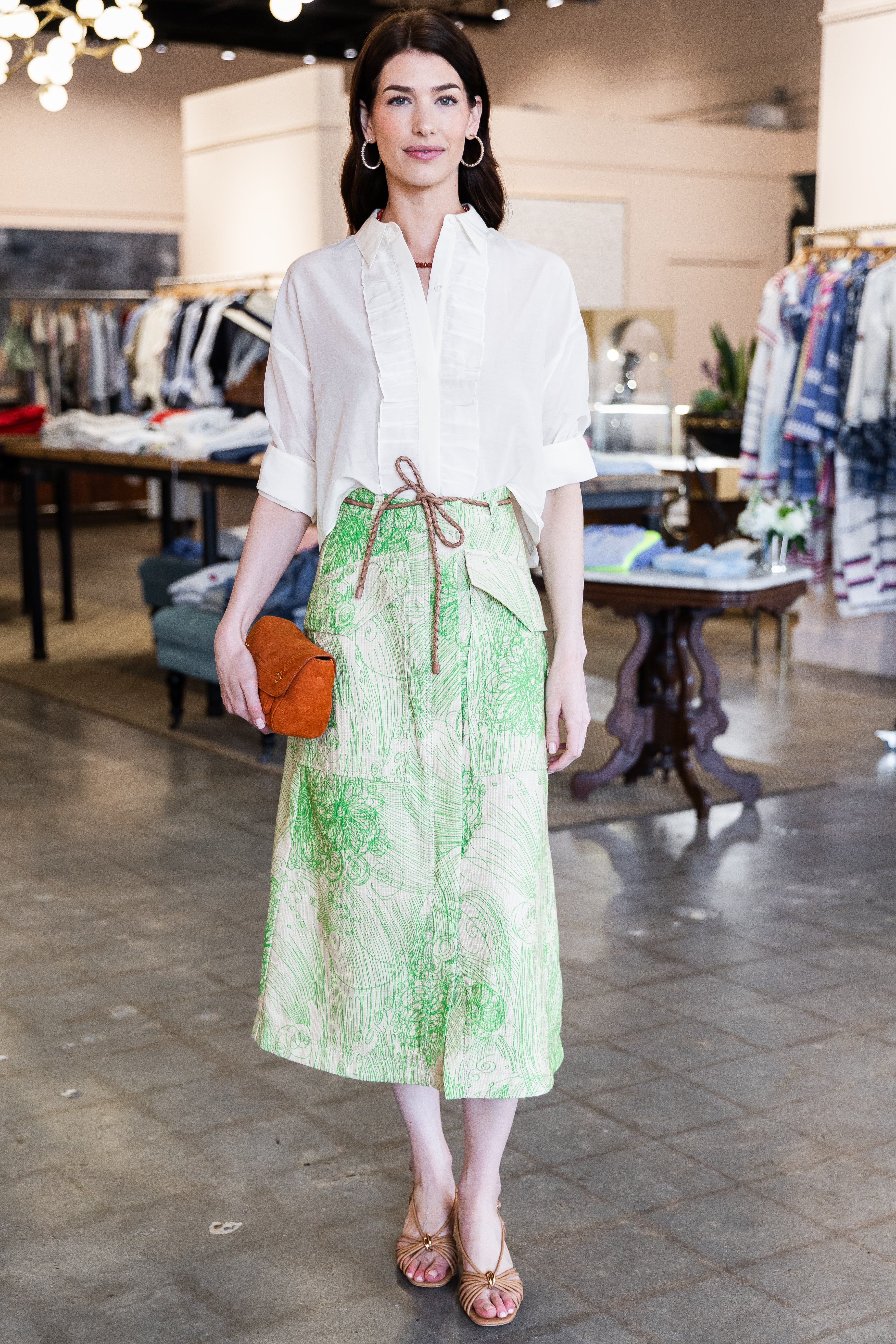 Scribbled Canvas Skirt - Grass Green
