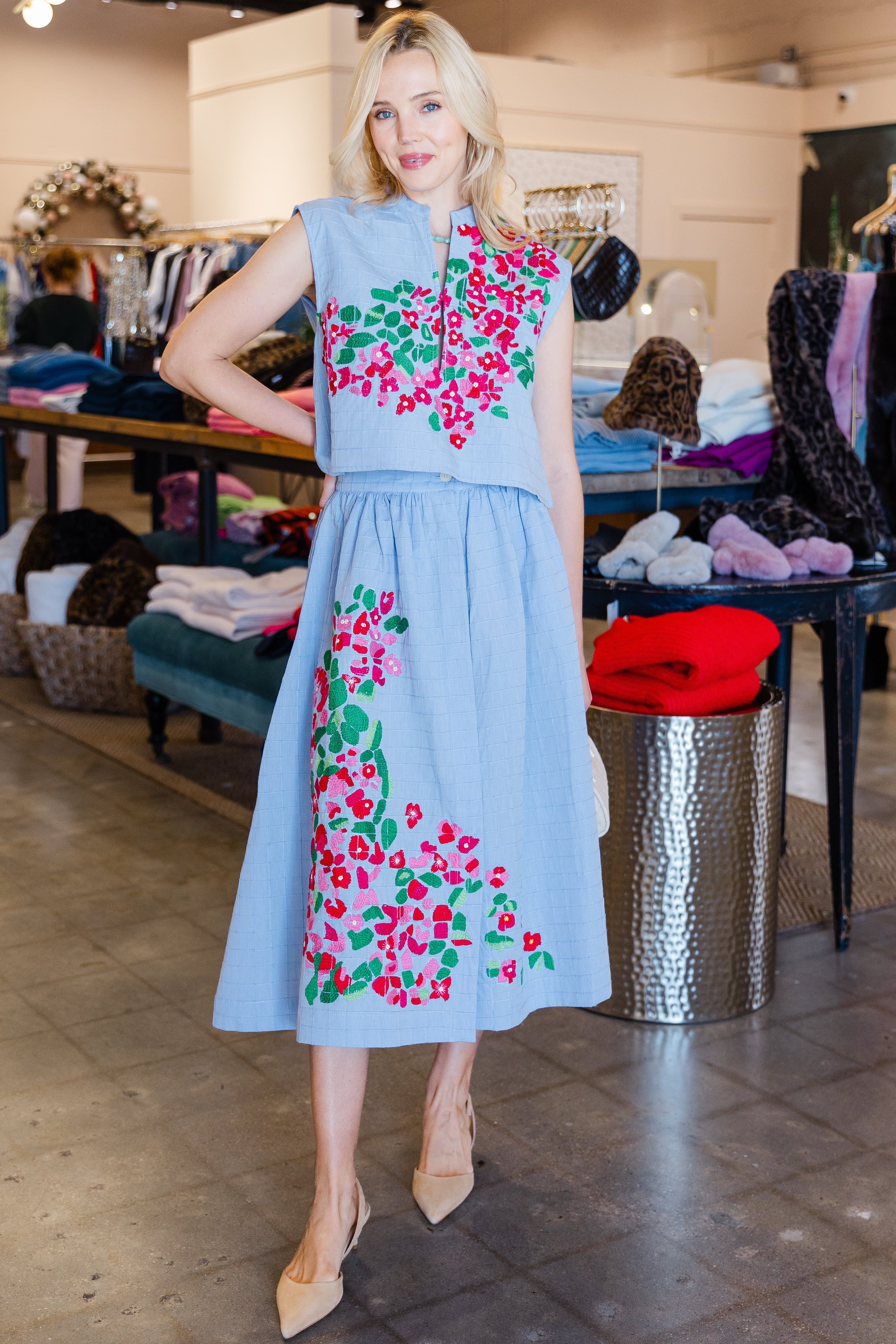 Mona Skirt - Blue Chine