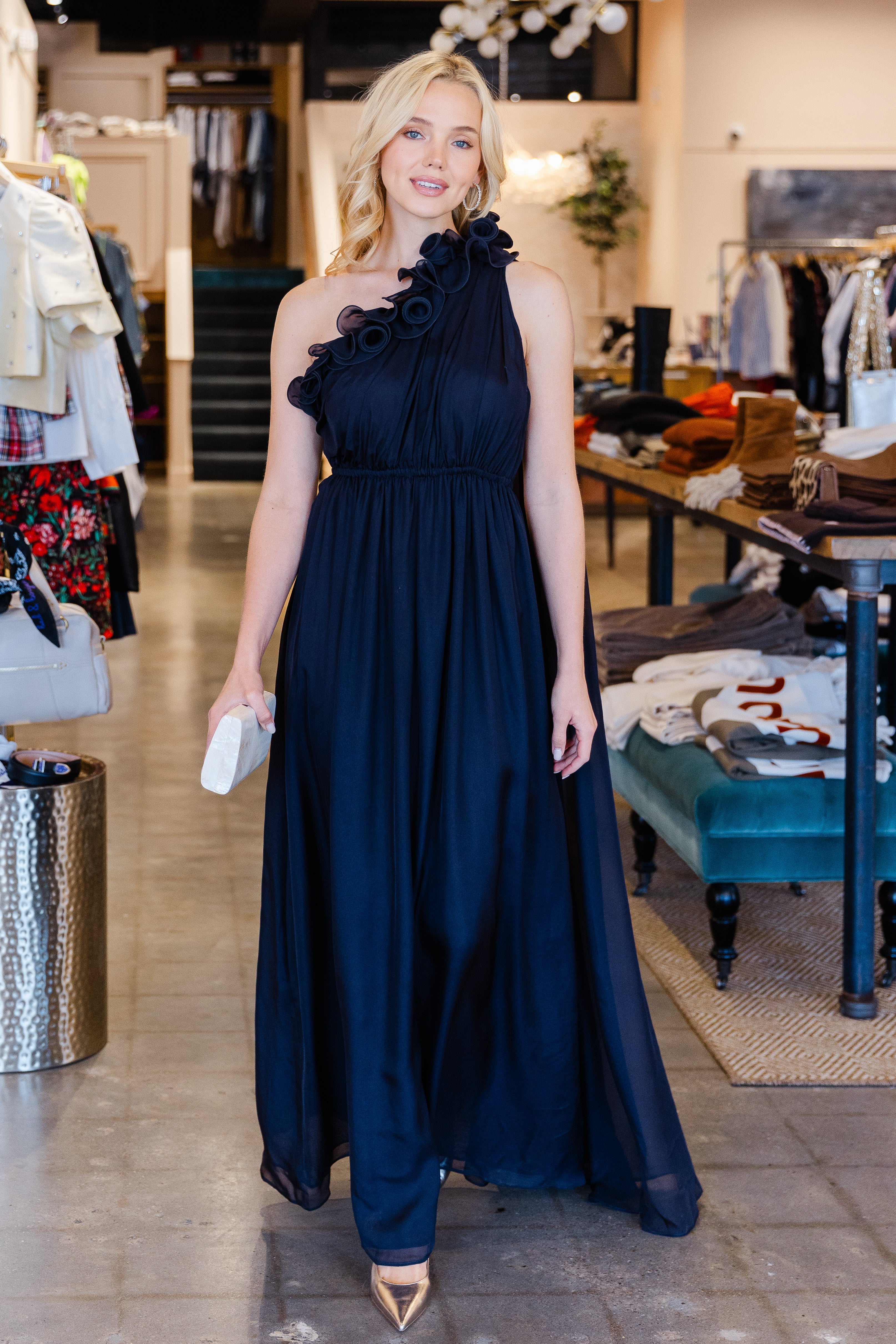 Jenni One Shoulder Maxi Dress - Indigo