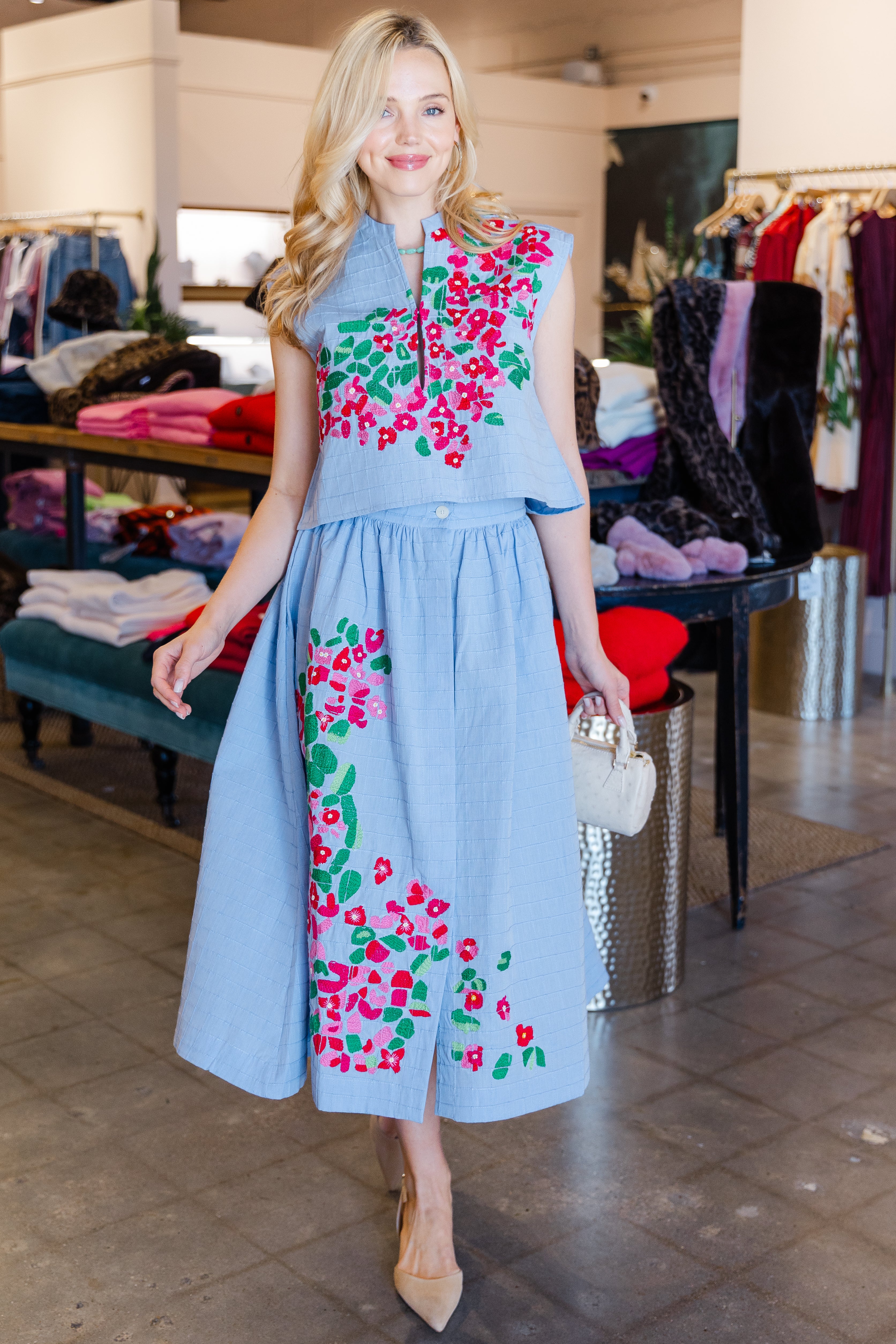 Mona Skirt - Blue Chine