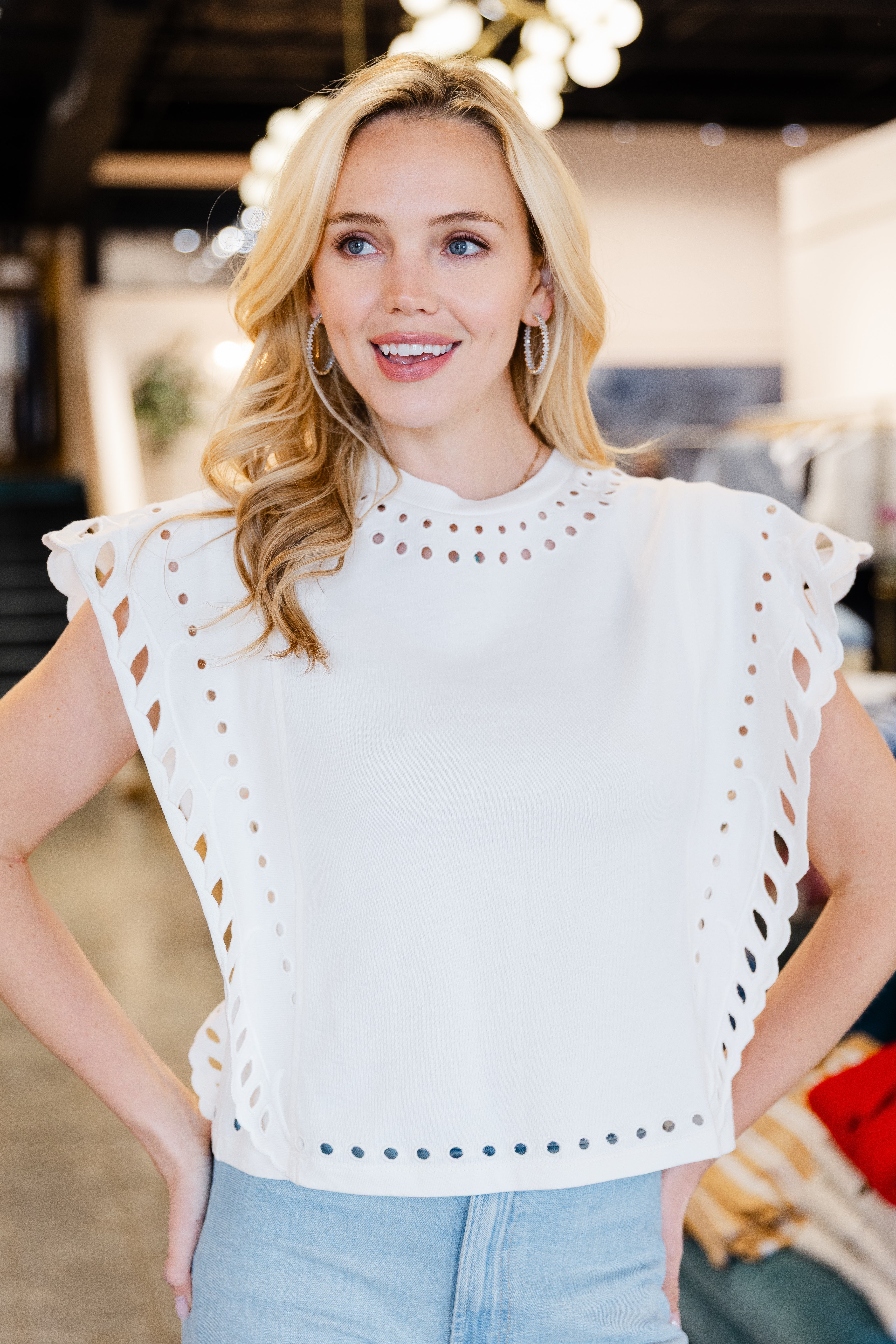 Odyle Broderie Top - Ecru
