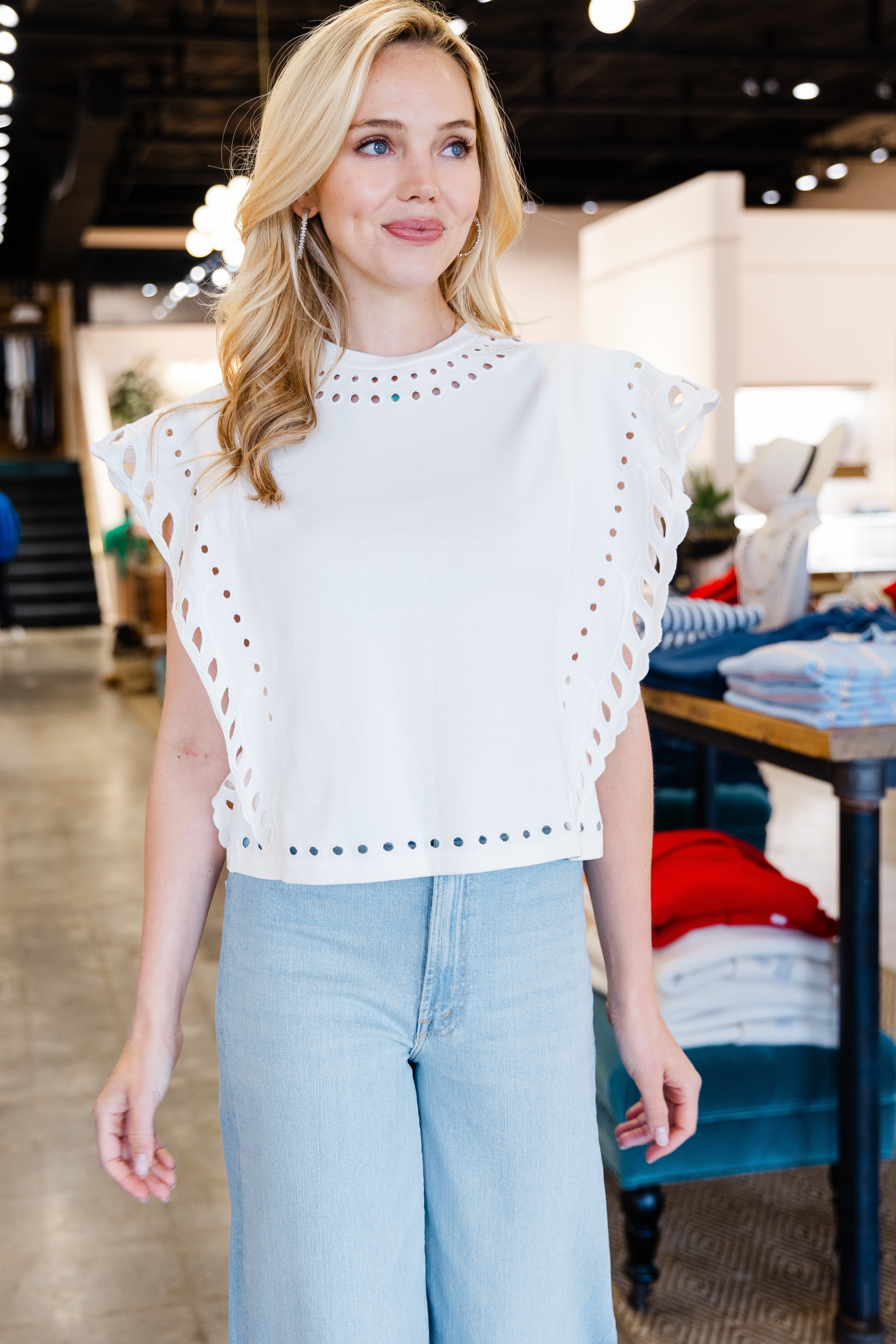 Odyle Broderie Top - Ecru