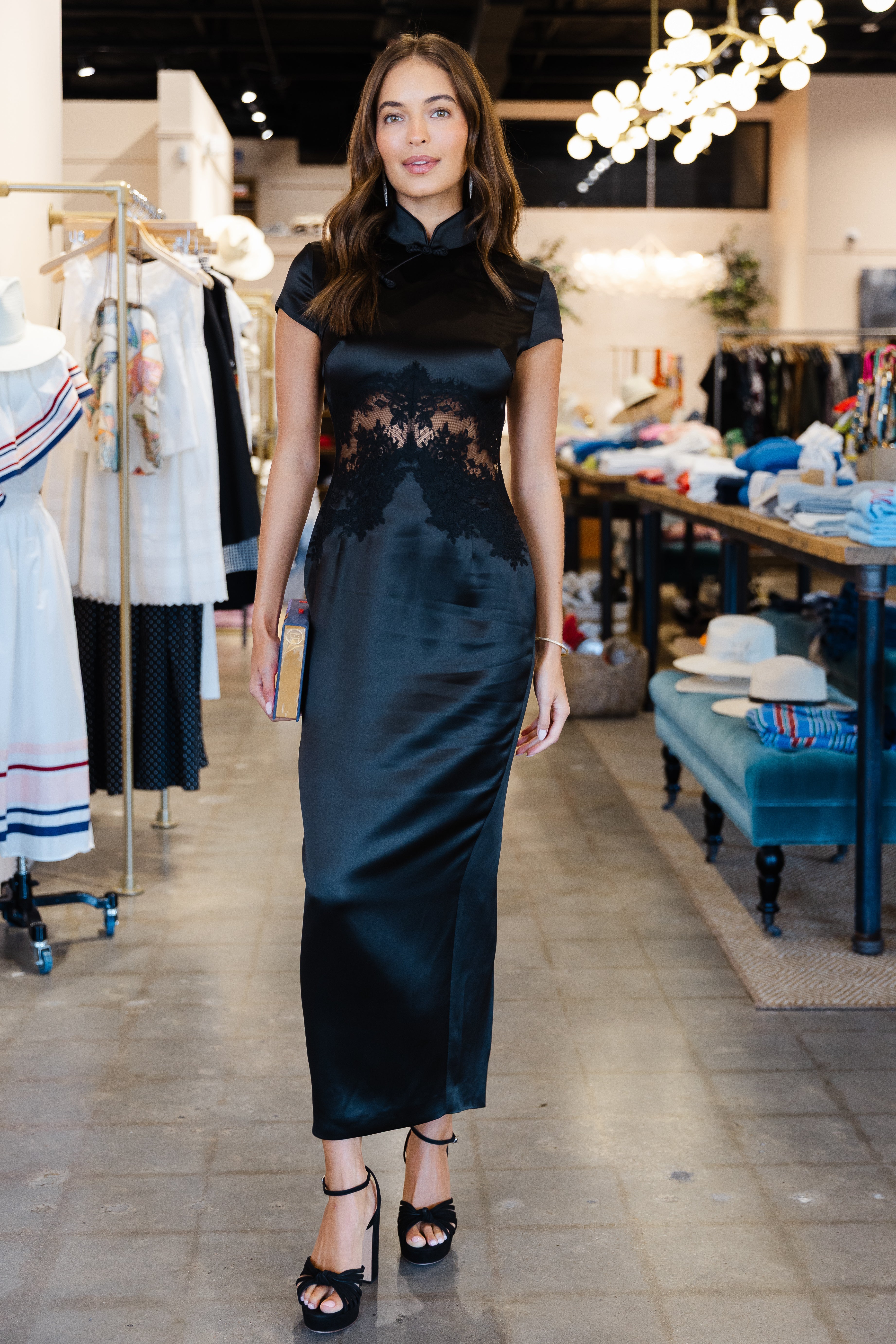 Charlize Satin Dress - Black