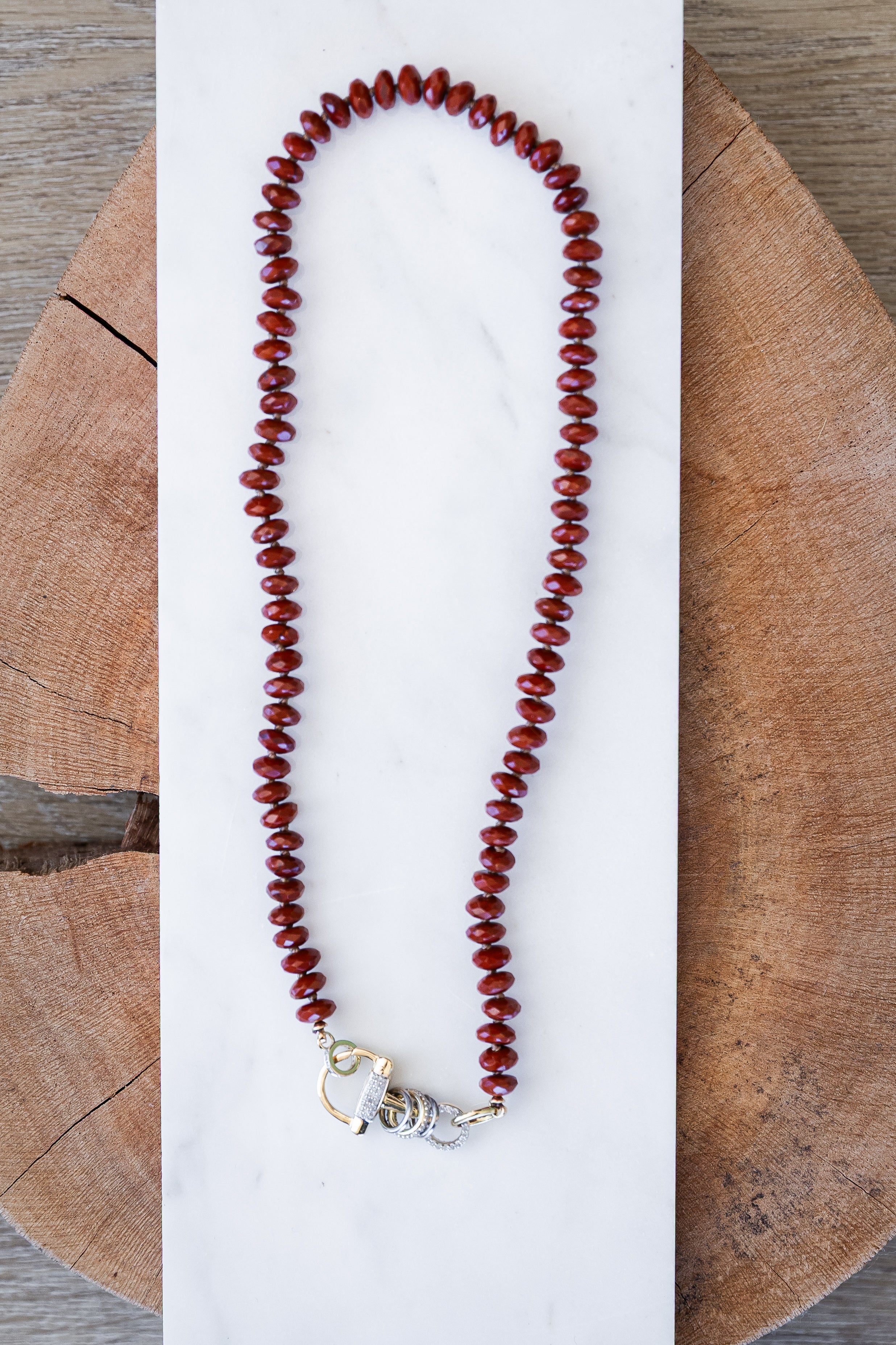 Red Jasper Beaded Necklace (Y11019B)