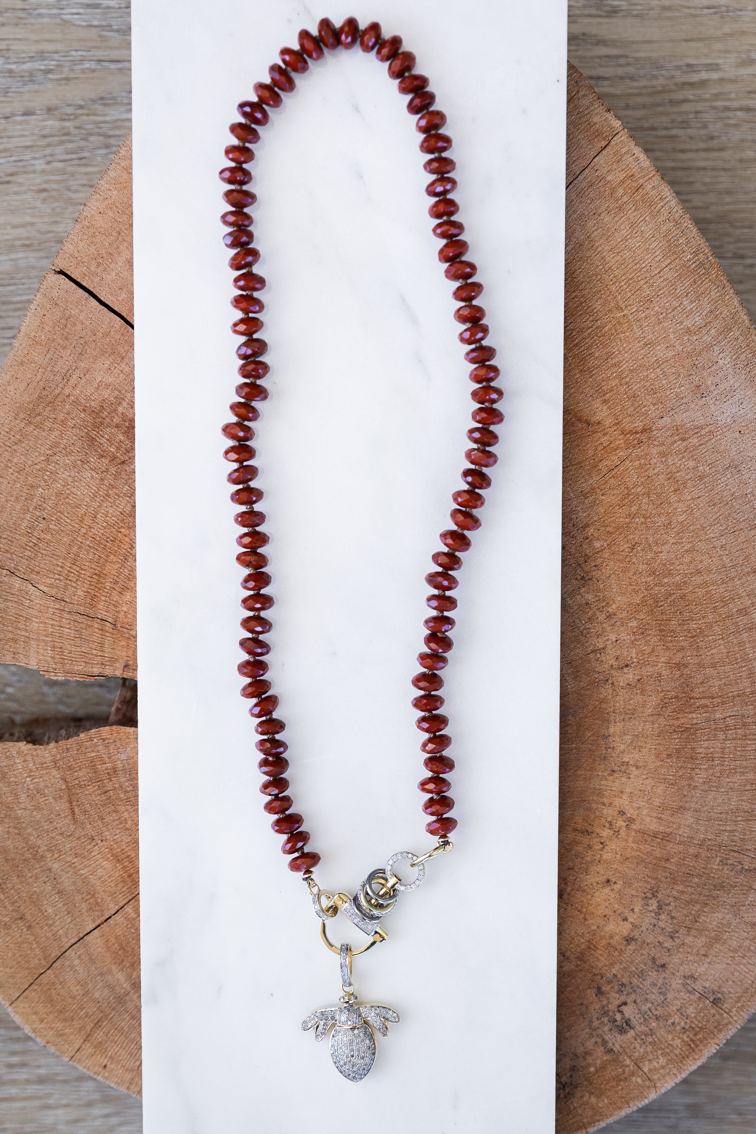 Red Jasper Beaded Necklace (Y11019B)