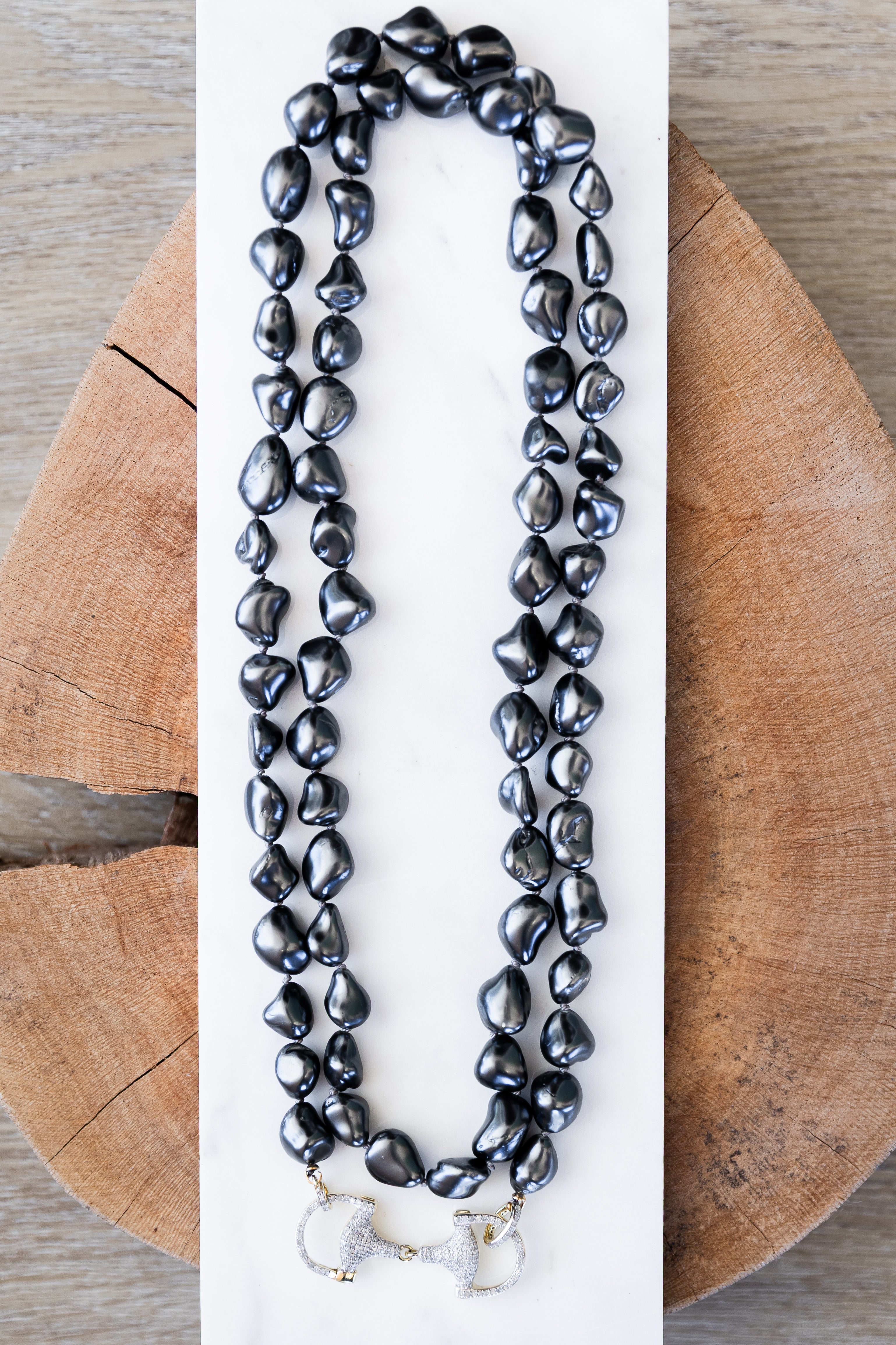 Grey Freshwater Pearl Wrap Necklace (Y11034B)