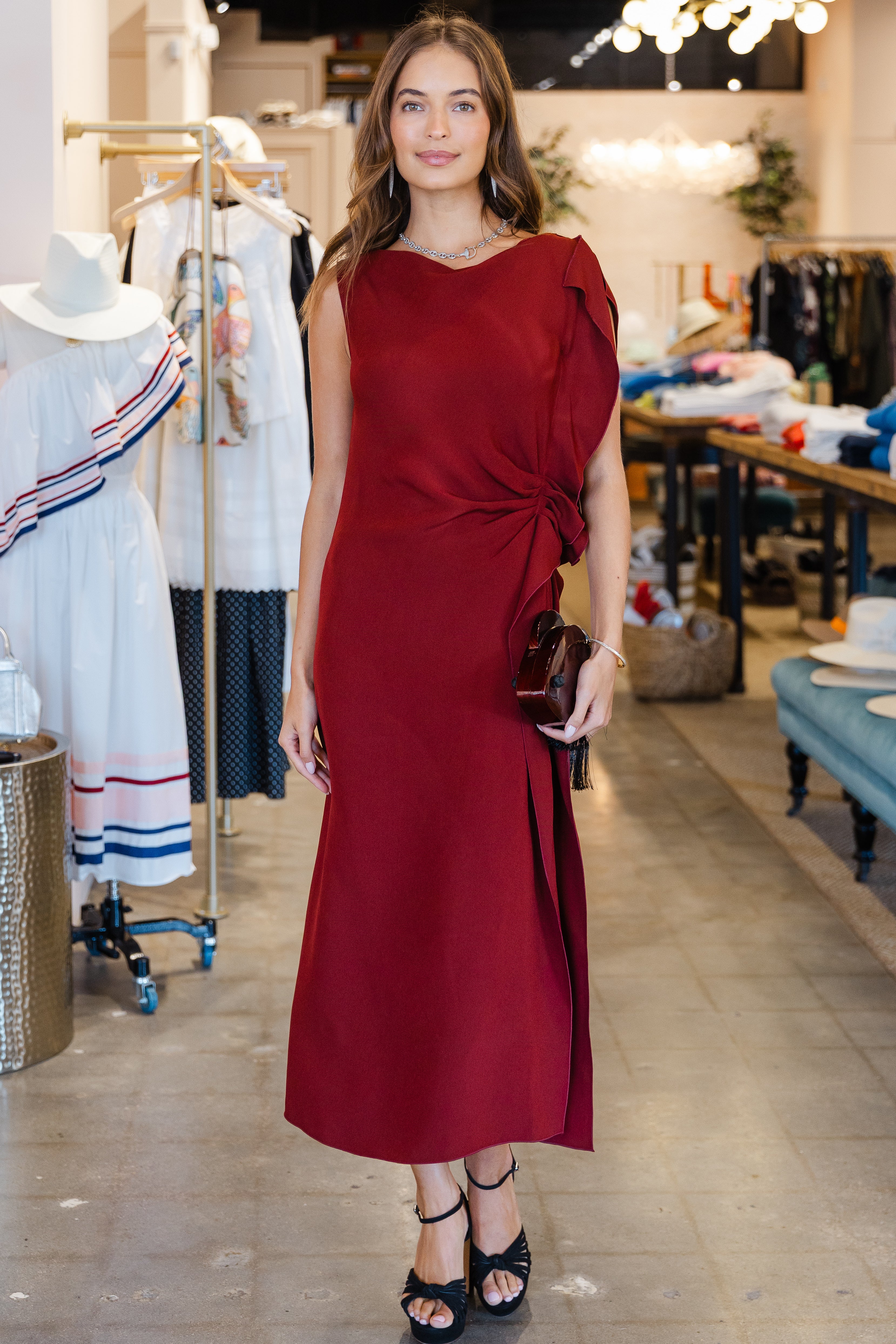 Drapy Viscose Dress- Amaranth