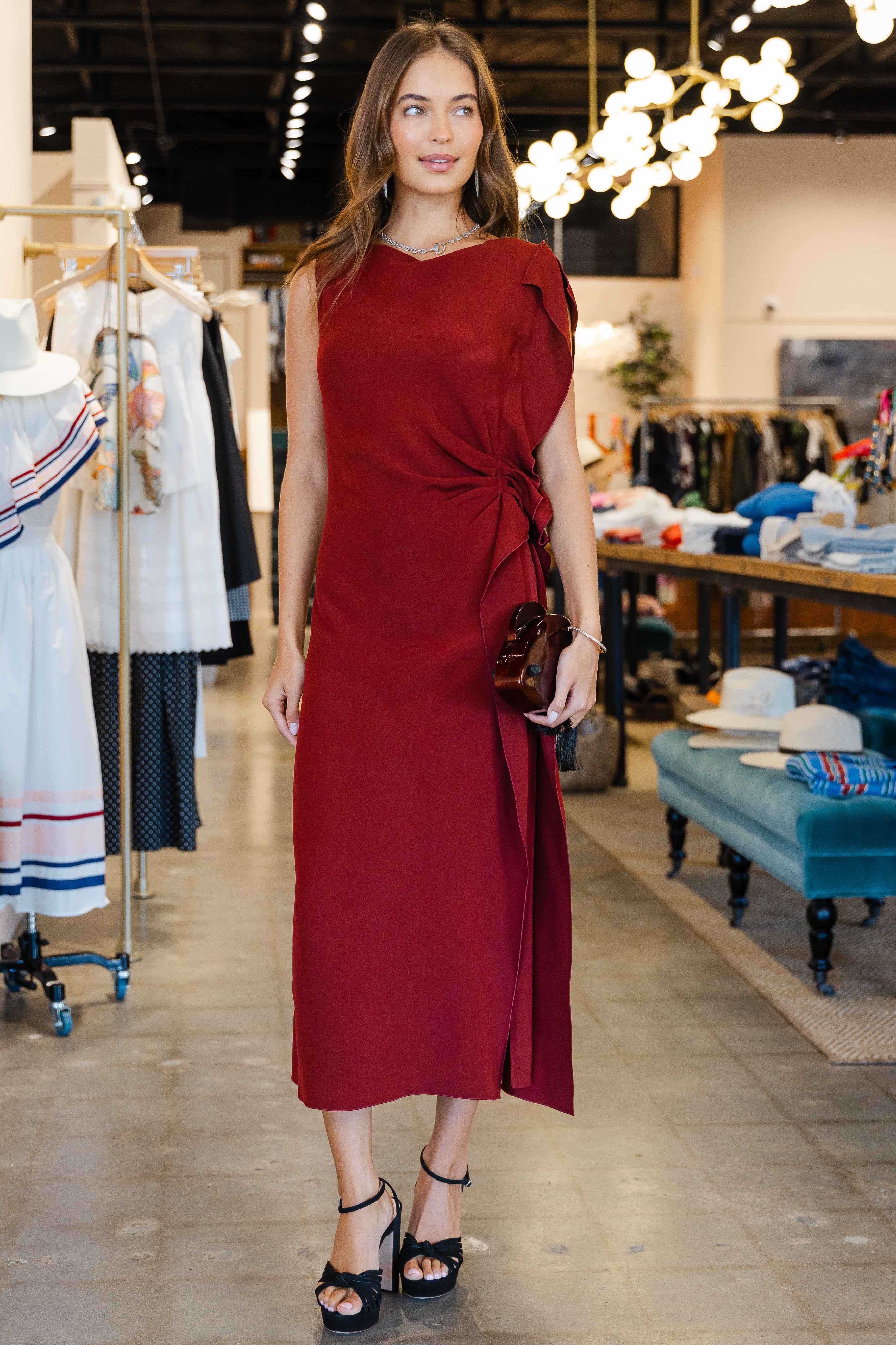 Drapy Viscose Dress- Amaranth