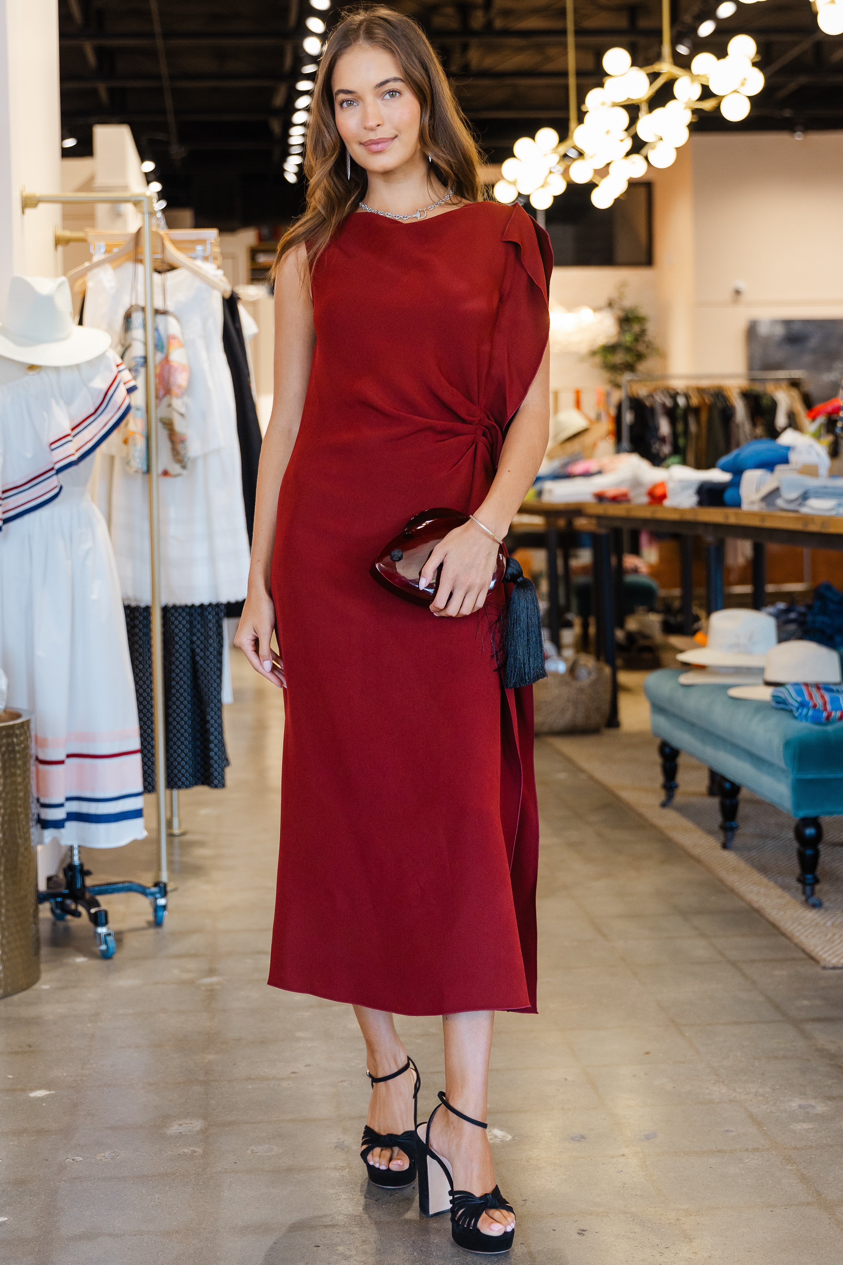 Drapy Viscose Dress- Amaranth