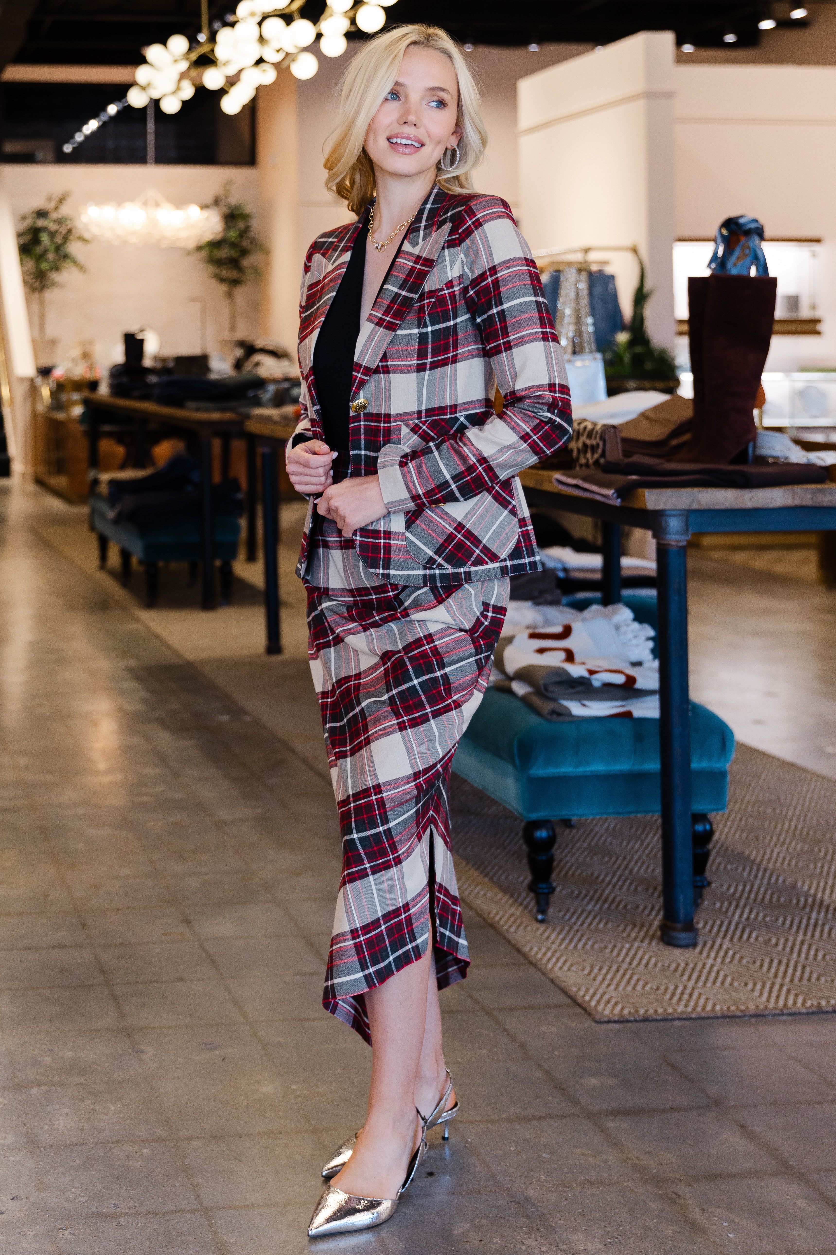 Asymmetrical Skirt - Garnet Plaid