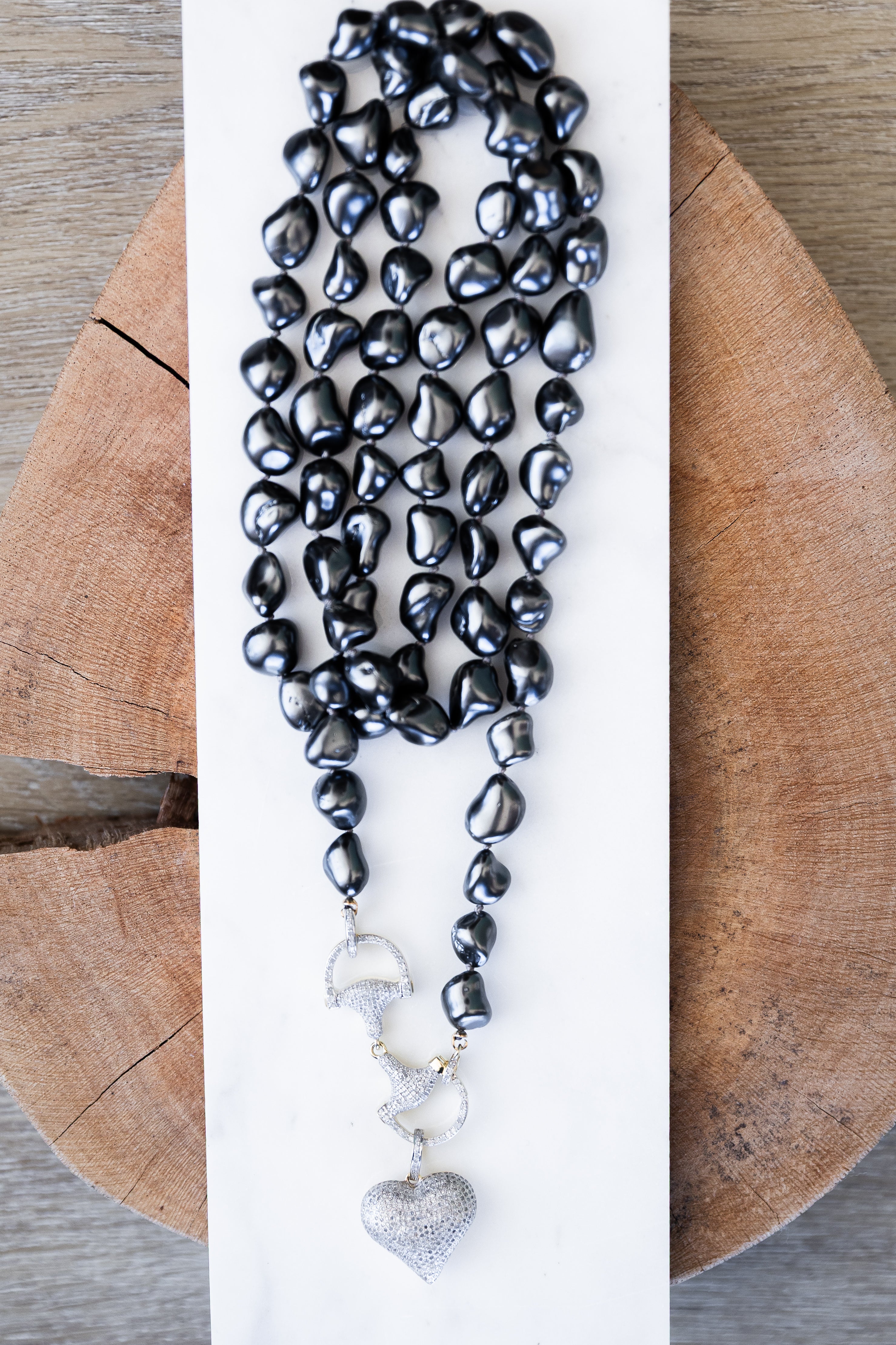 Grey Freshwater Pearl Wrap Necklace (Y11034B)
