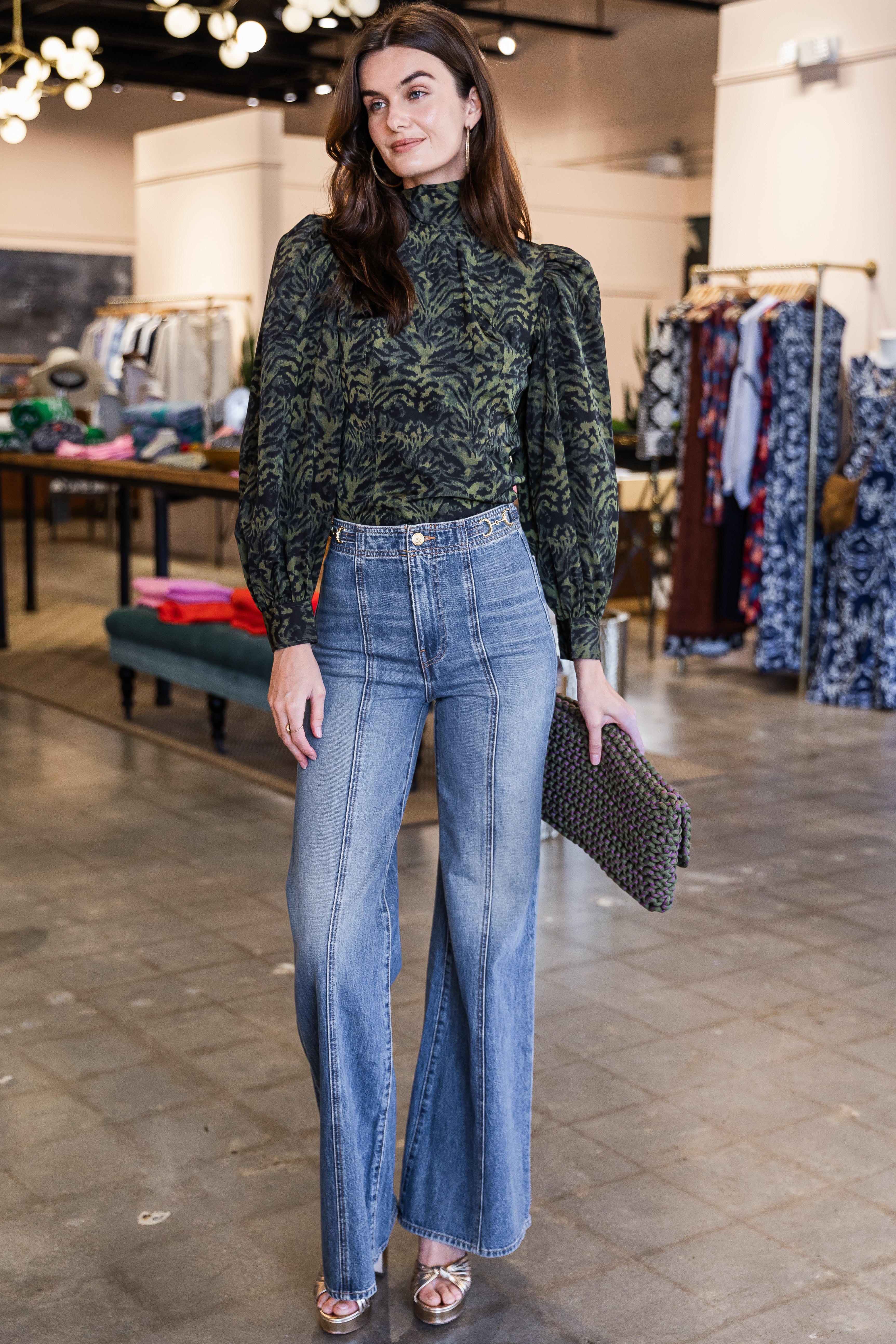 Giorgia Silk Neck Tie Blouse - Desert Jasper