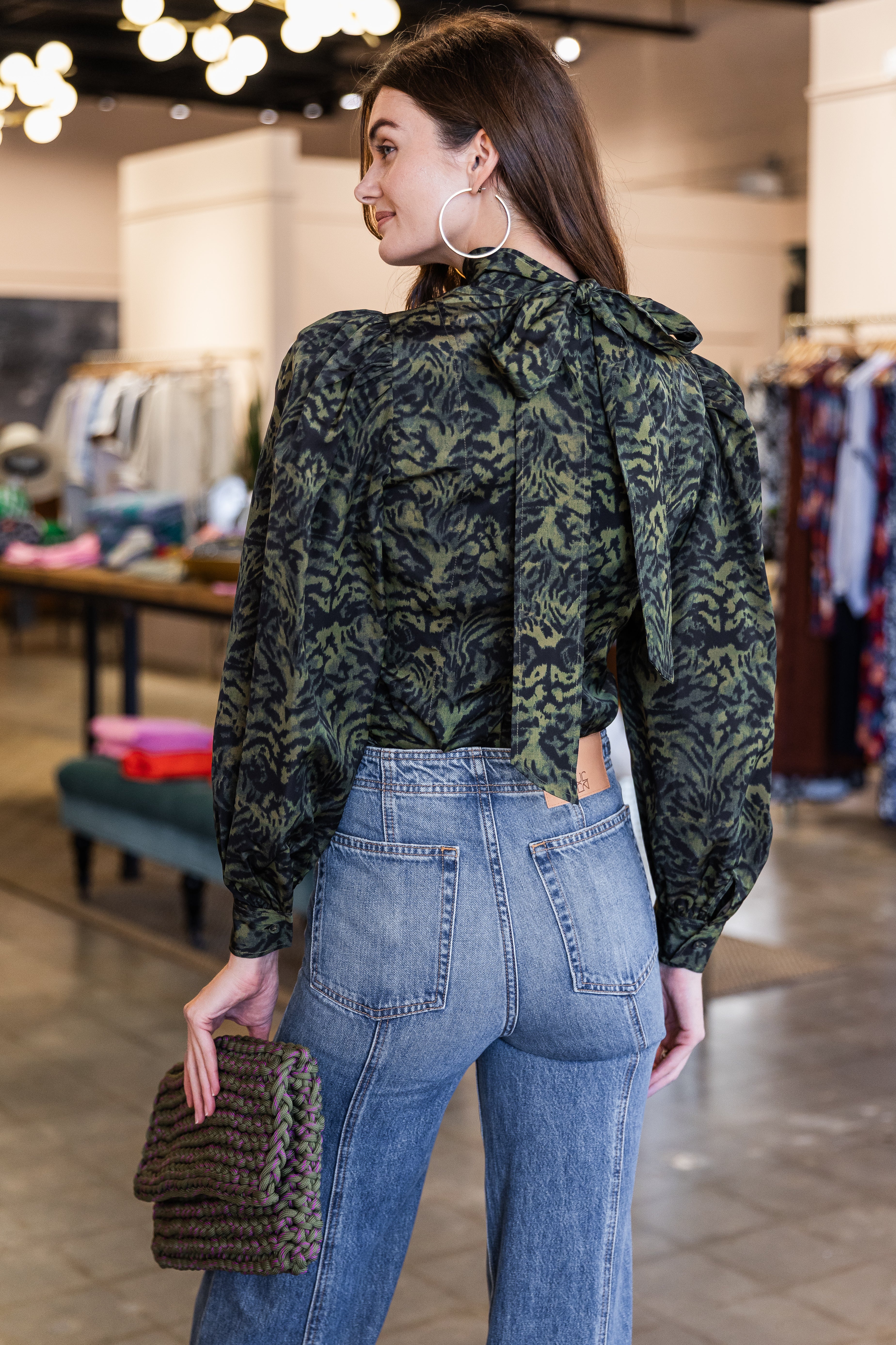 Giorgia Silk Neck Tie Blouse - Desert Jasper