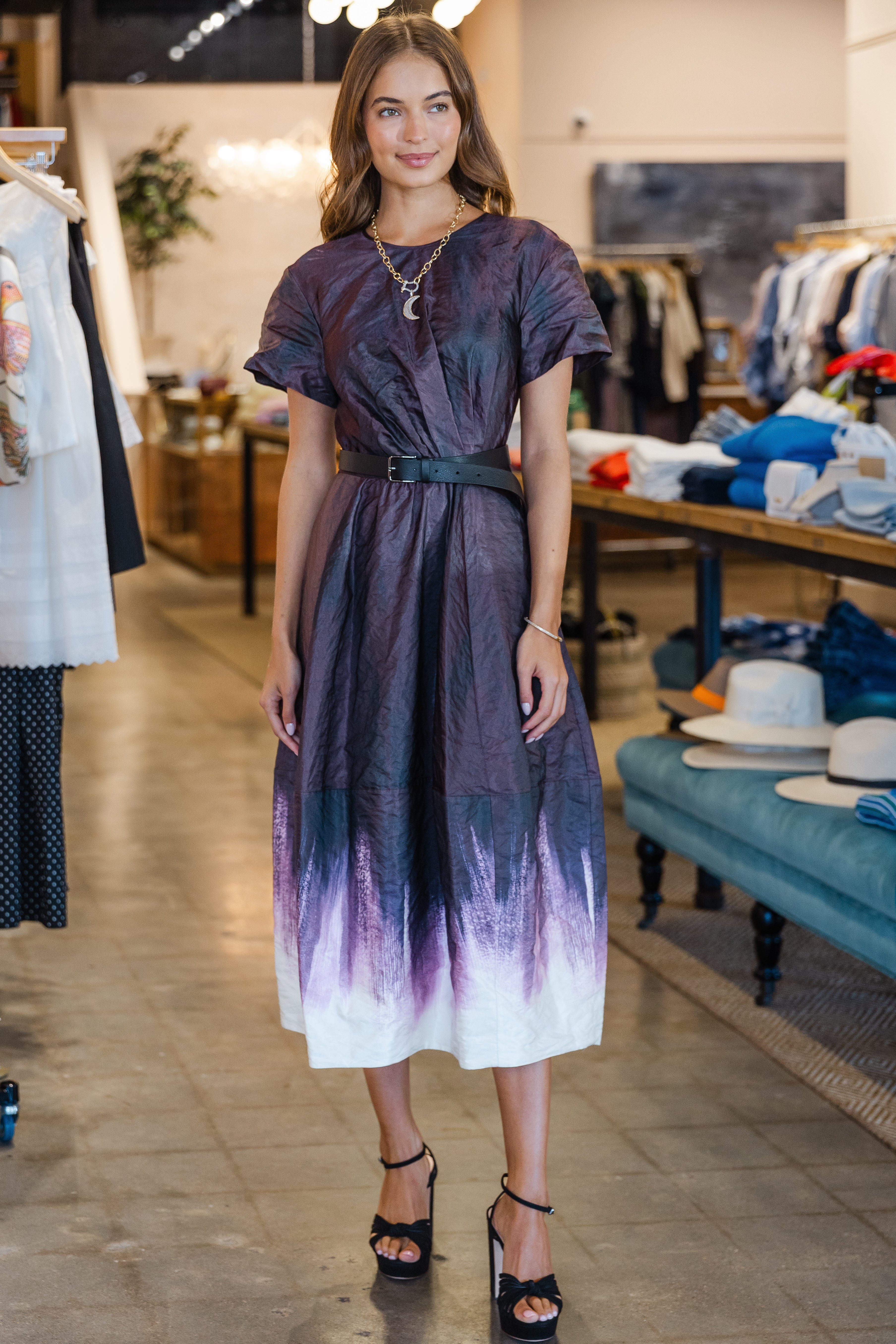 Tye Dye Printed Cotton Crinkled Dress