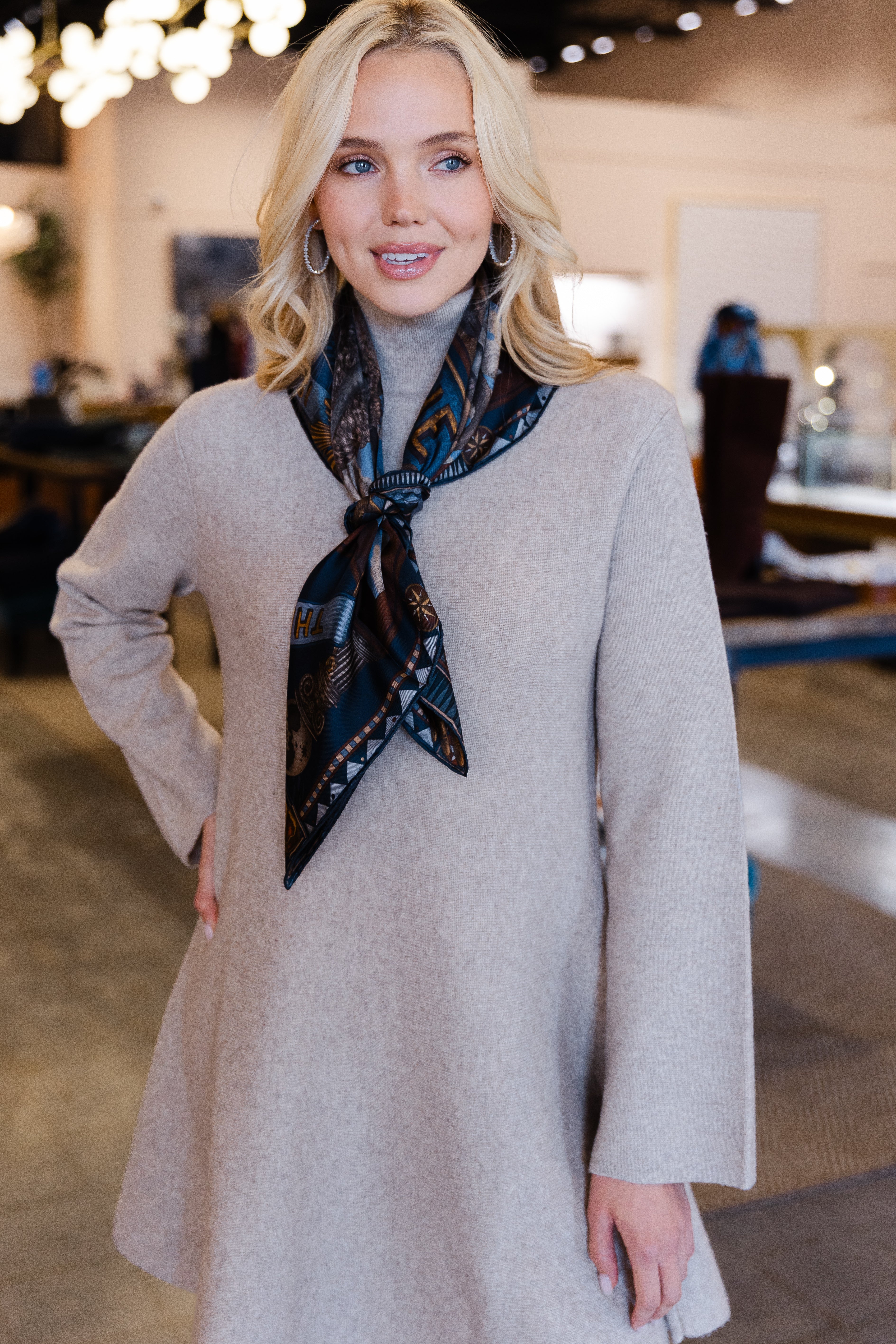 Cashmino Mini Turtleneck Dress - Oat