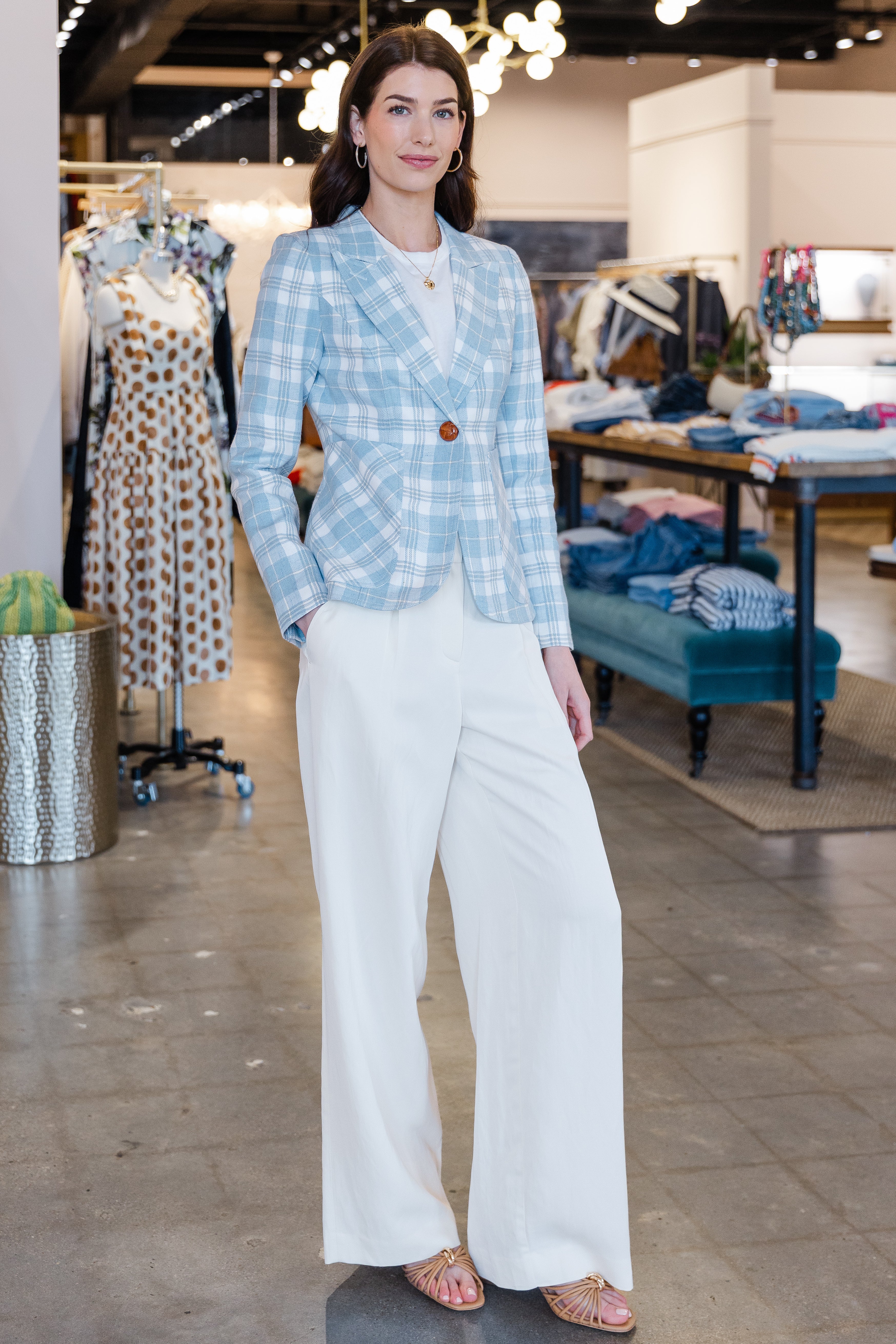Patch Pocket Duchess Blazer - Sky Plaid