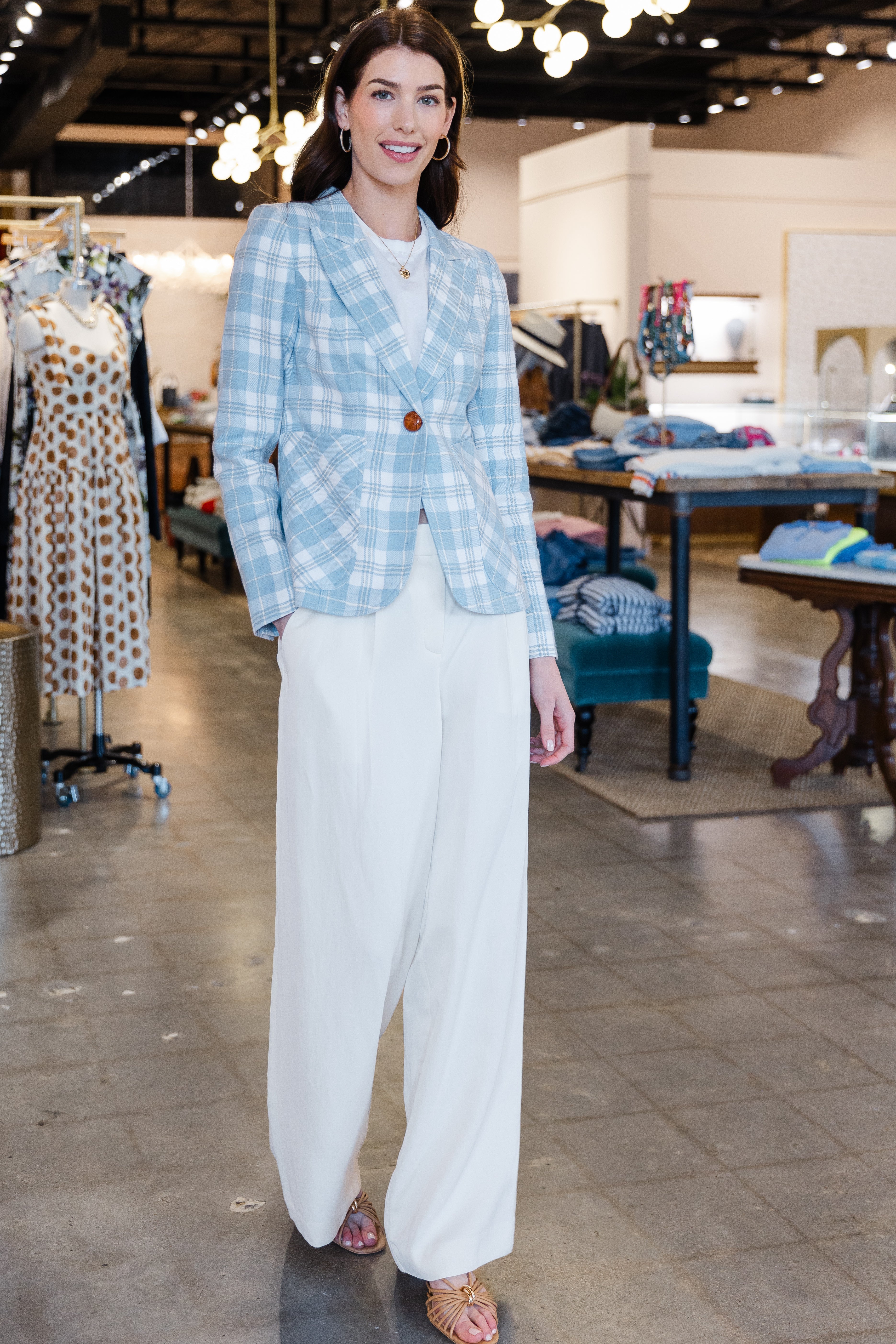 Patch Pocket Duchess Blazer - Sky Plaid