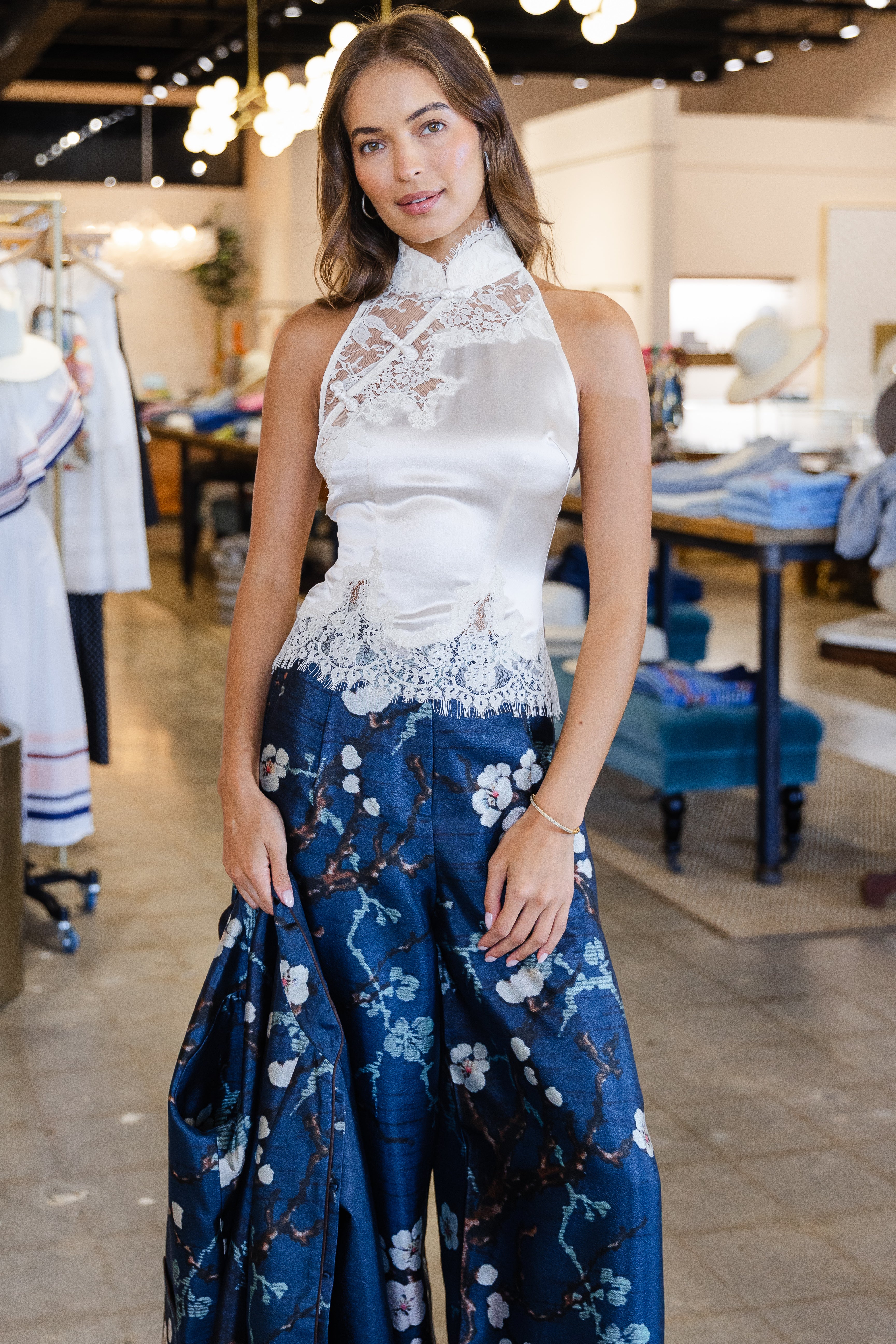 Elva Satin Top - Pearl