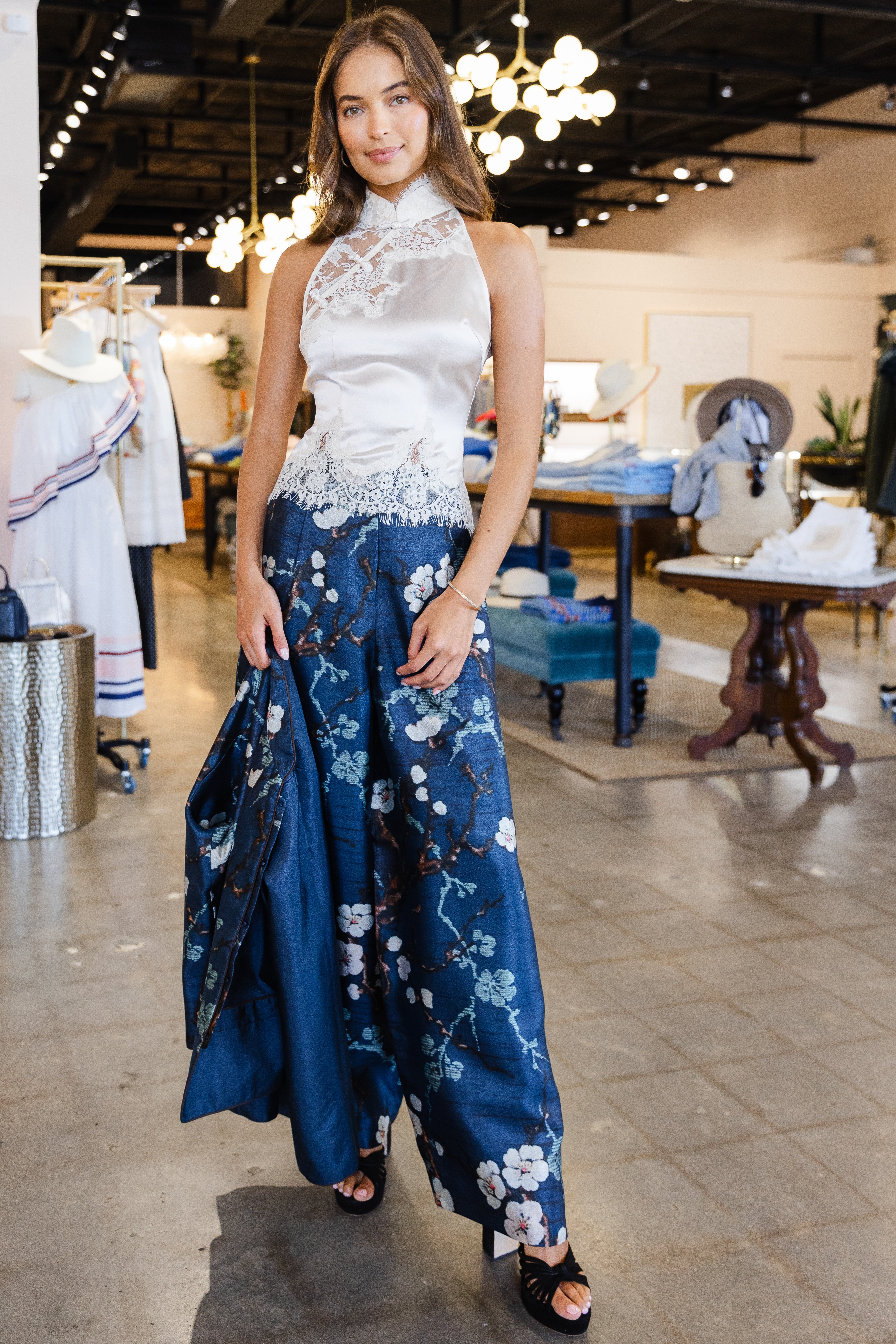 Elva Satin Top - Pearl