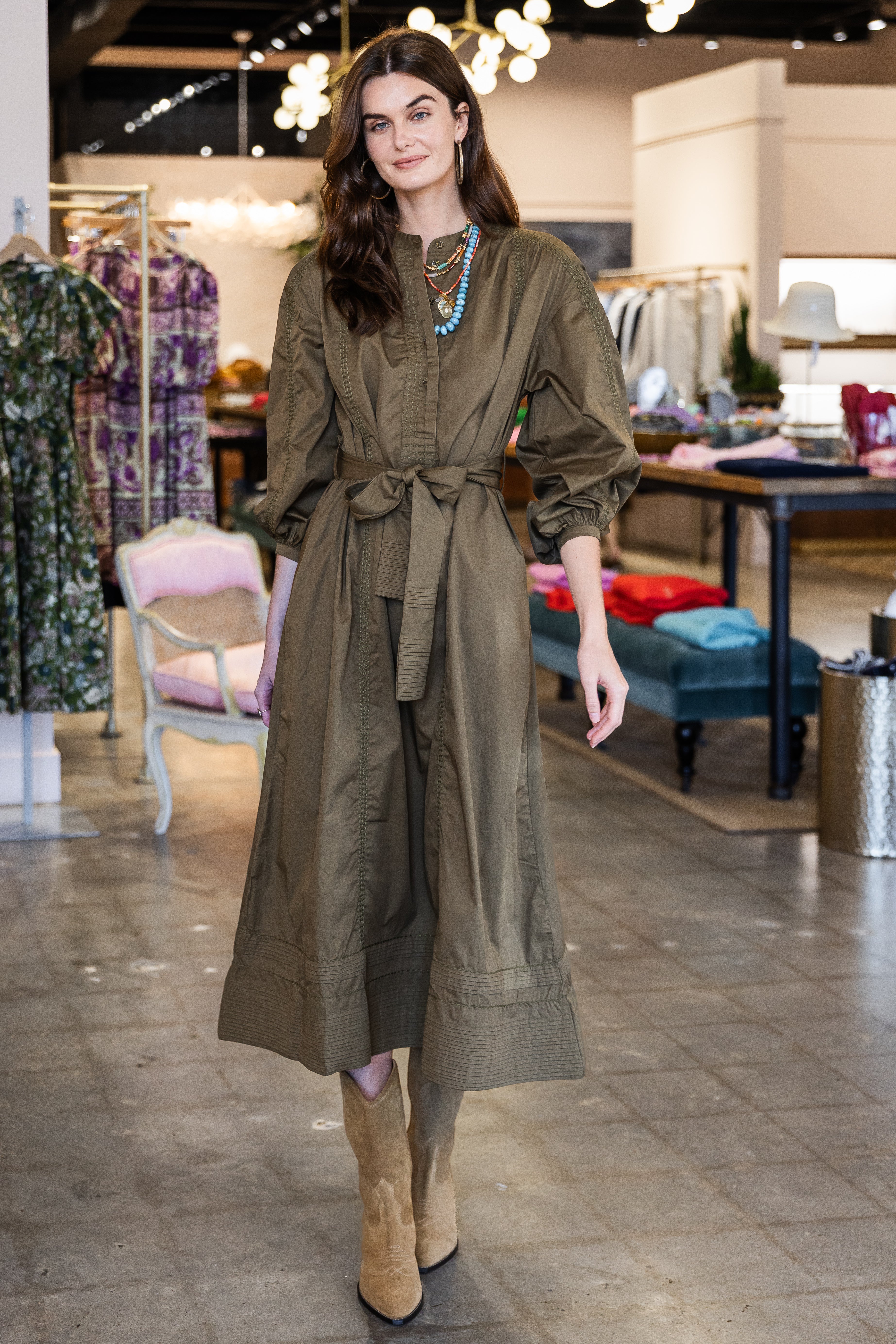 Hall Benny Midi Dress - Army