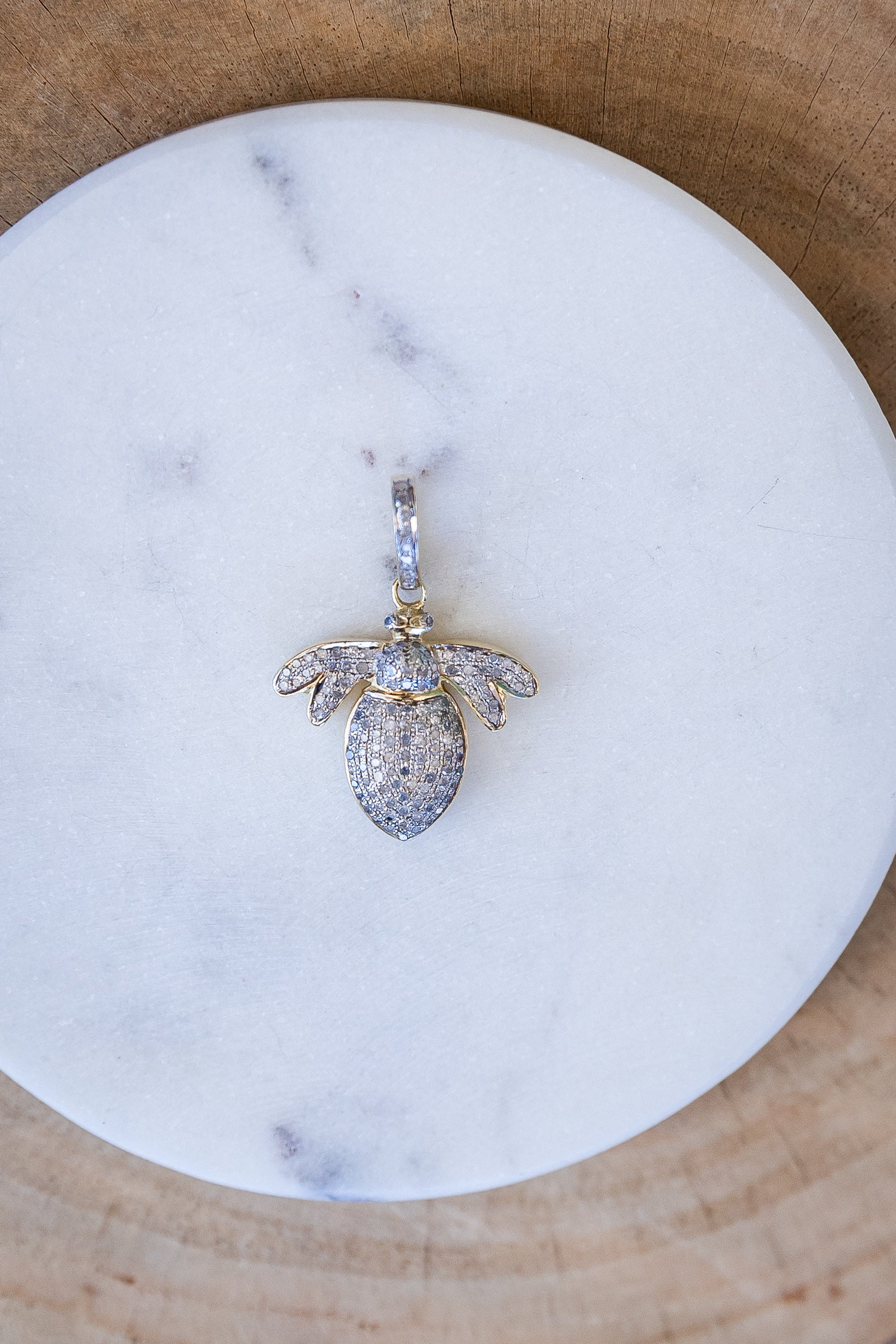 Small Pave Diamond Bee Pendant (Y10923B)