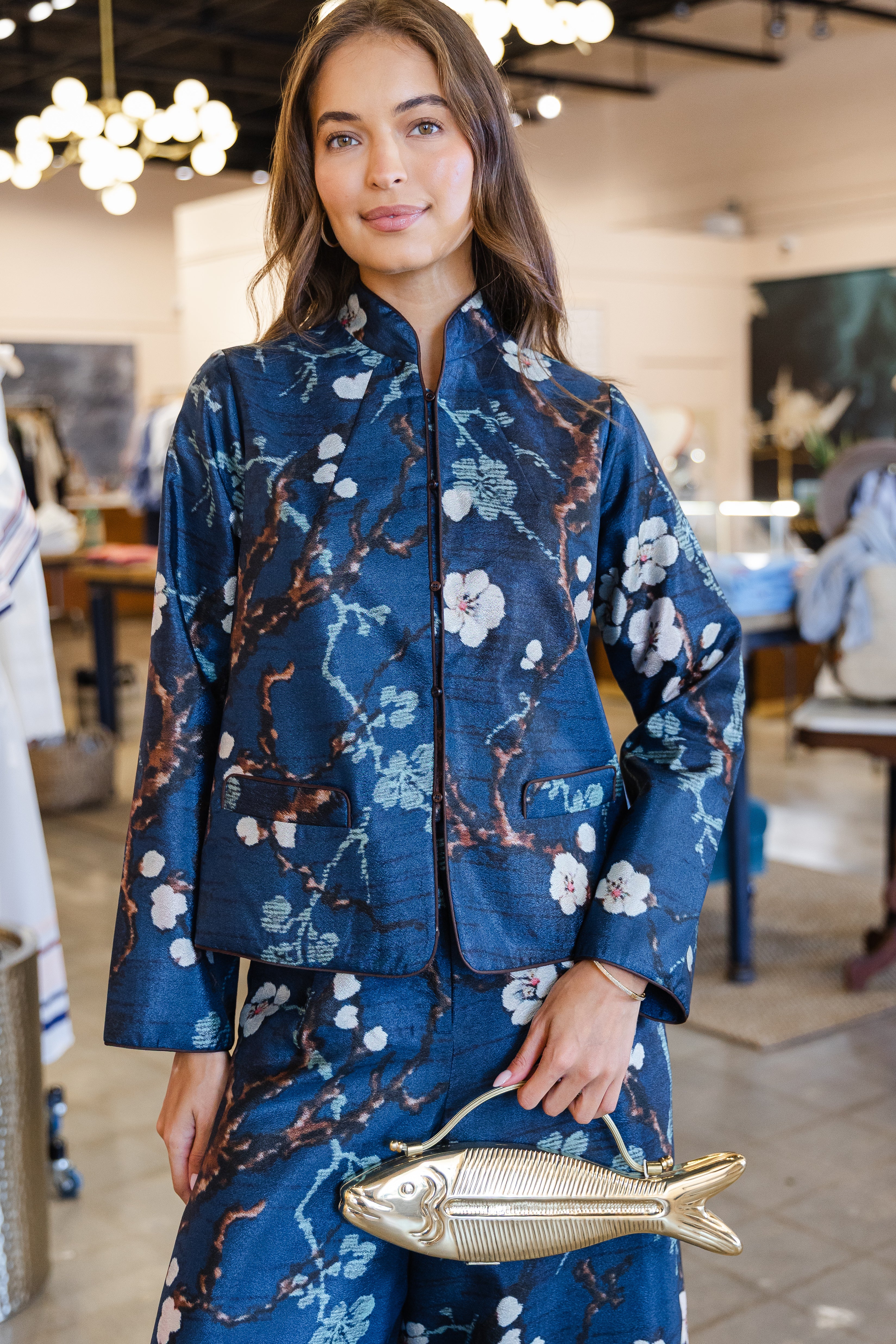 Reversible Print Jacket - Teal