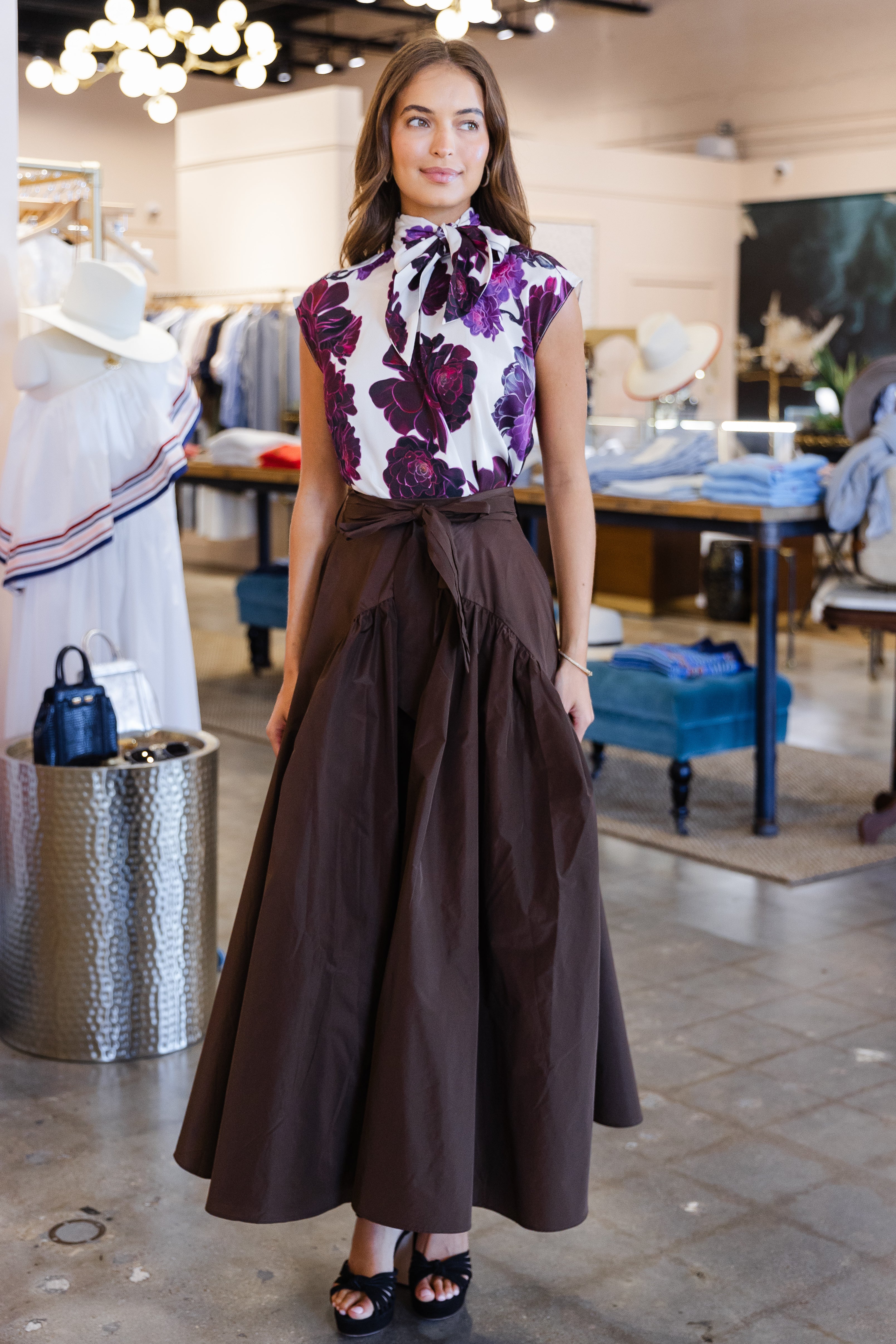 Taffeta Skirt- Truffle