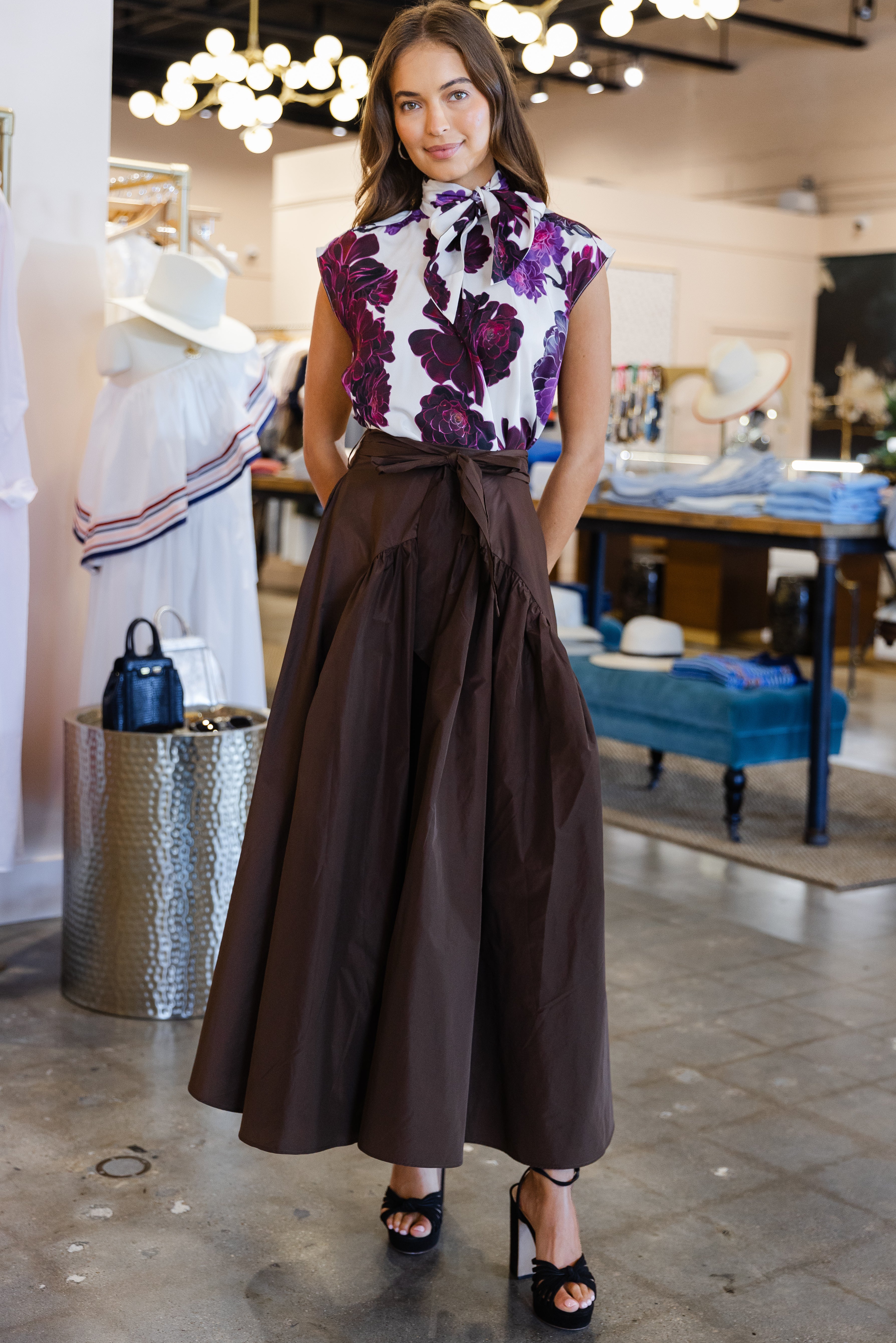 Taffeta Skirt- Truffle