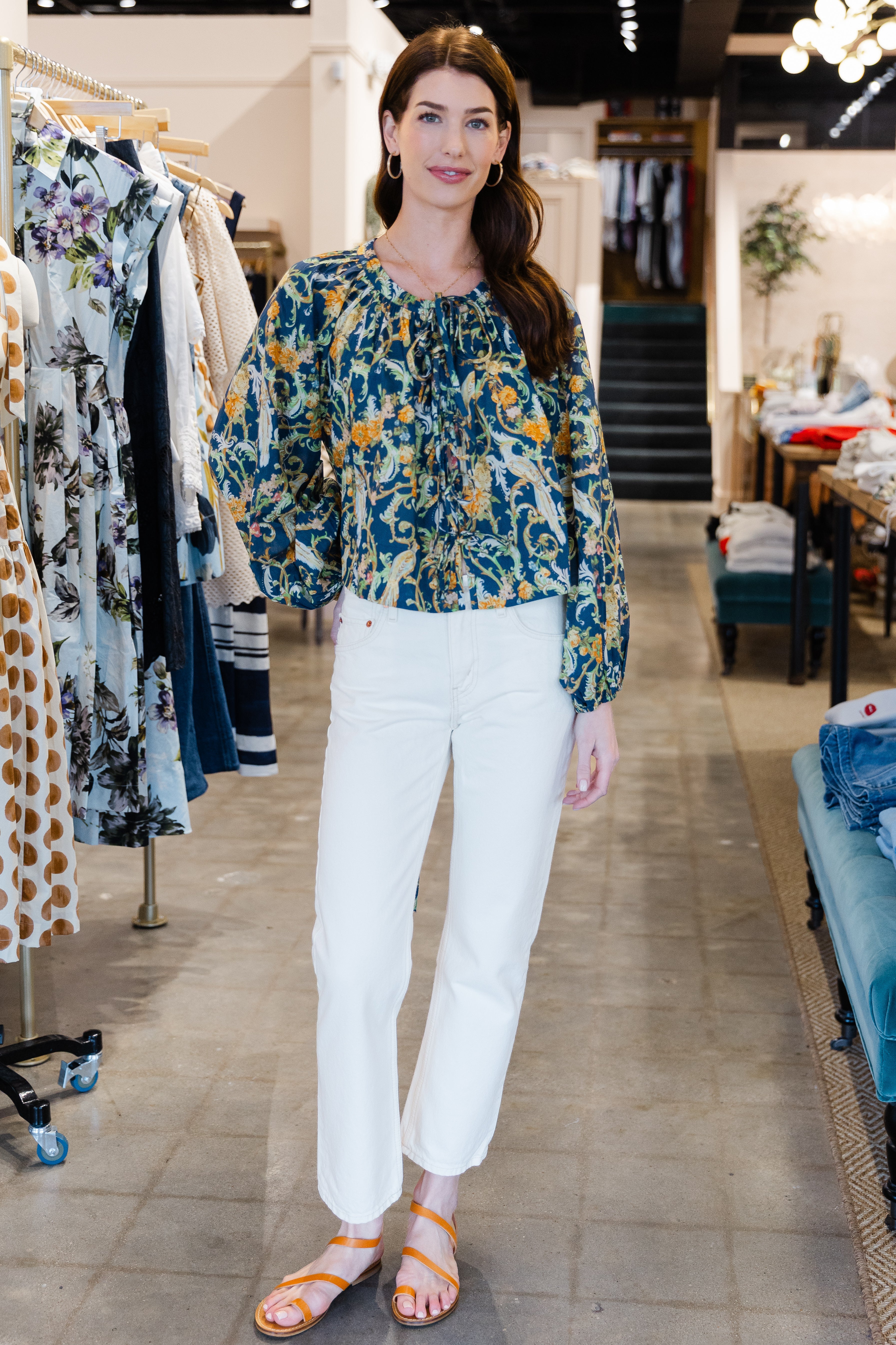 Oleander Blouse - Royal Birds Navy