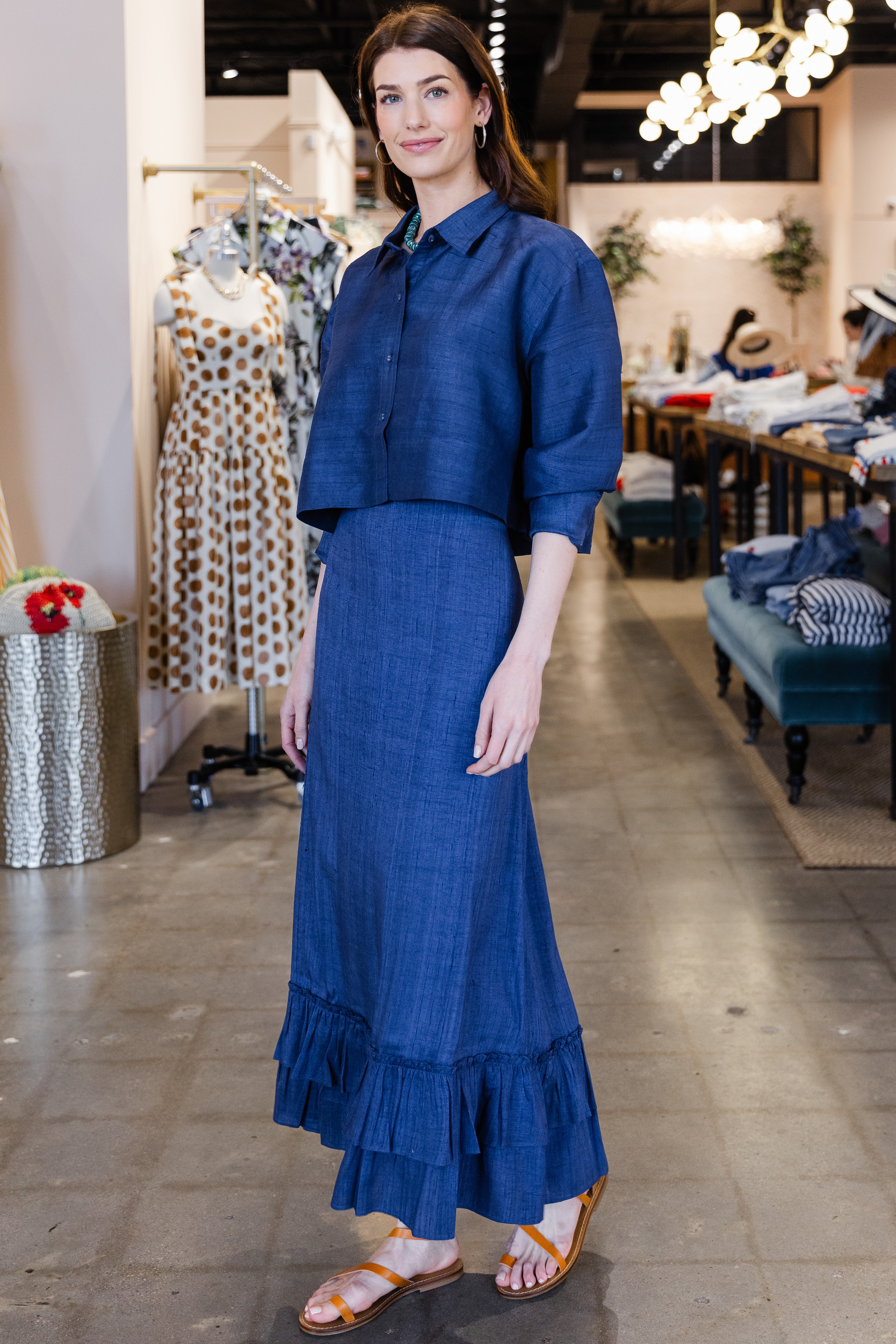 Cropped Classic Button Down - Deep Atlantic