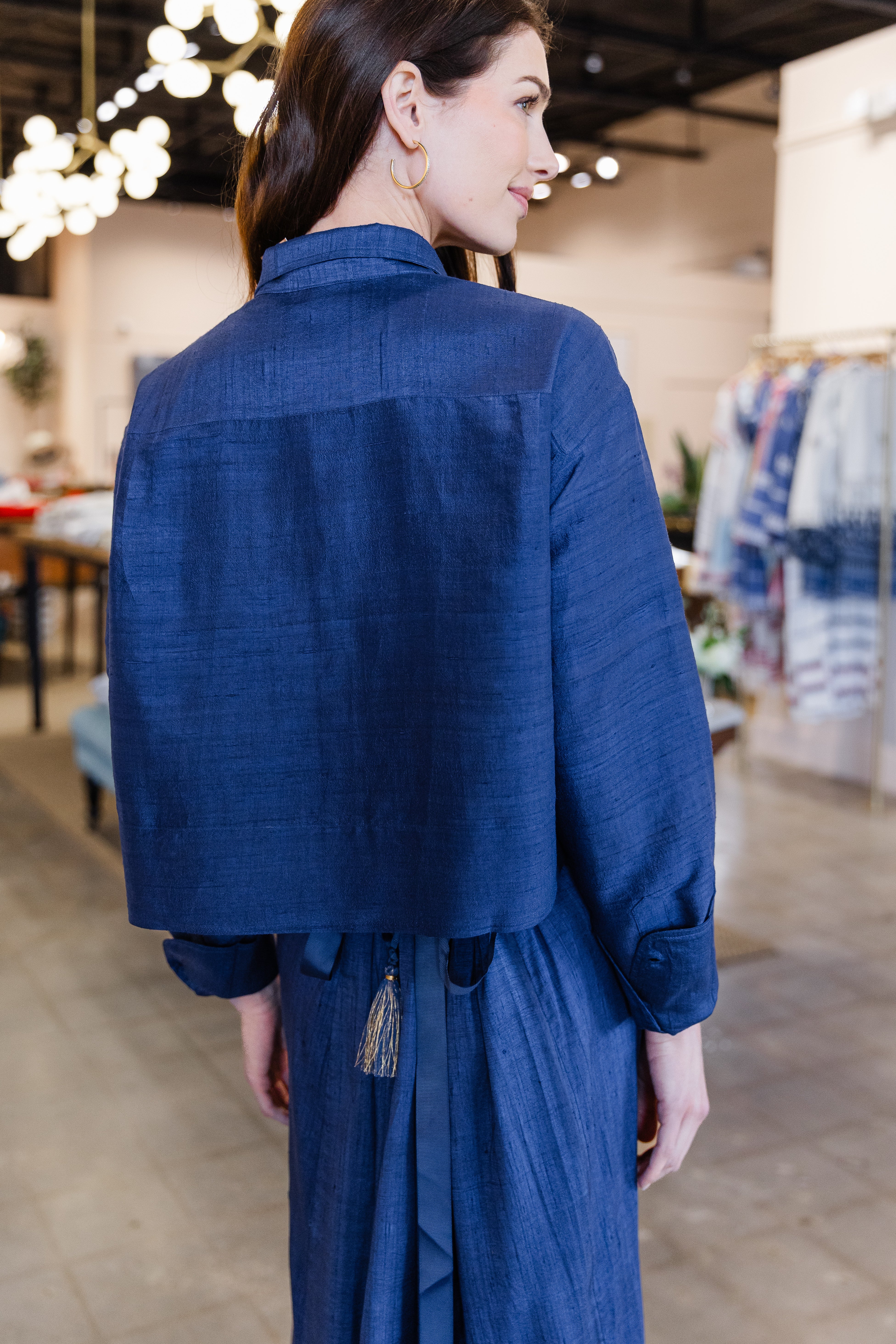 Cropped Classic Button Down - Deep Atlantic
