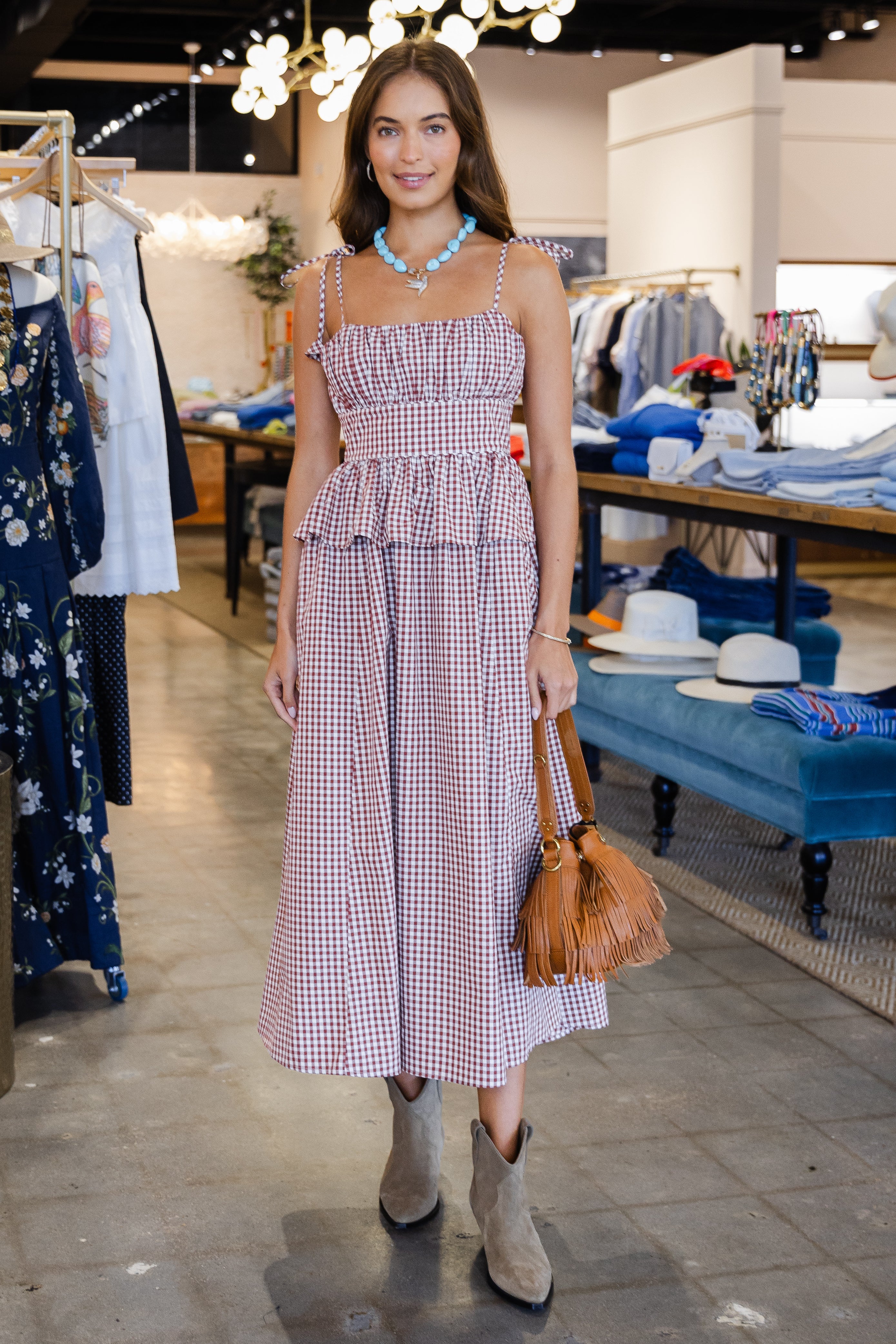 Betsy Dress - Cotswold Check Rust