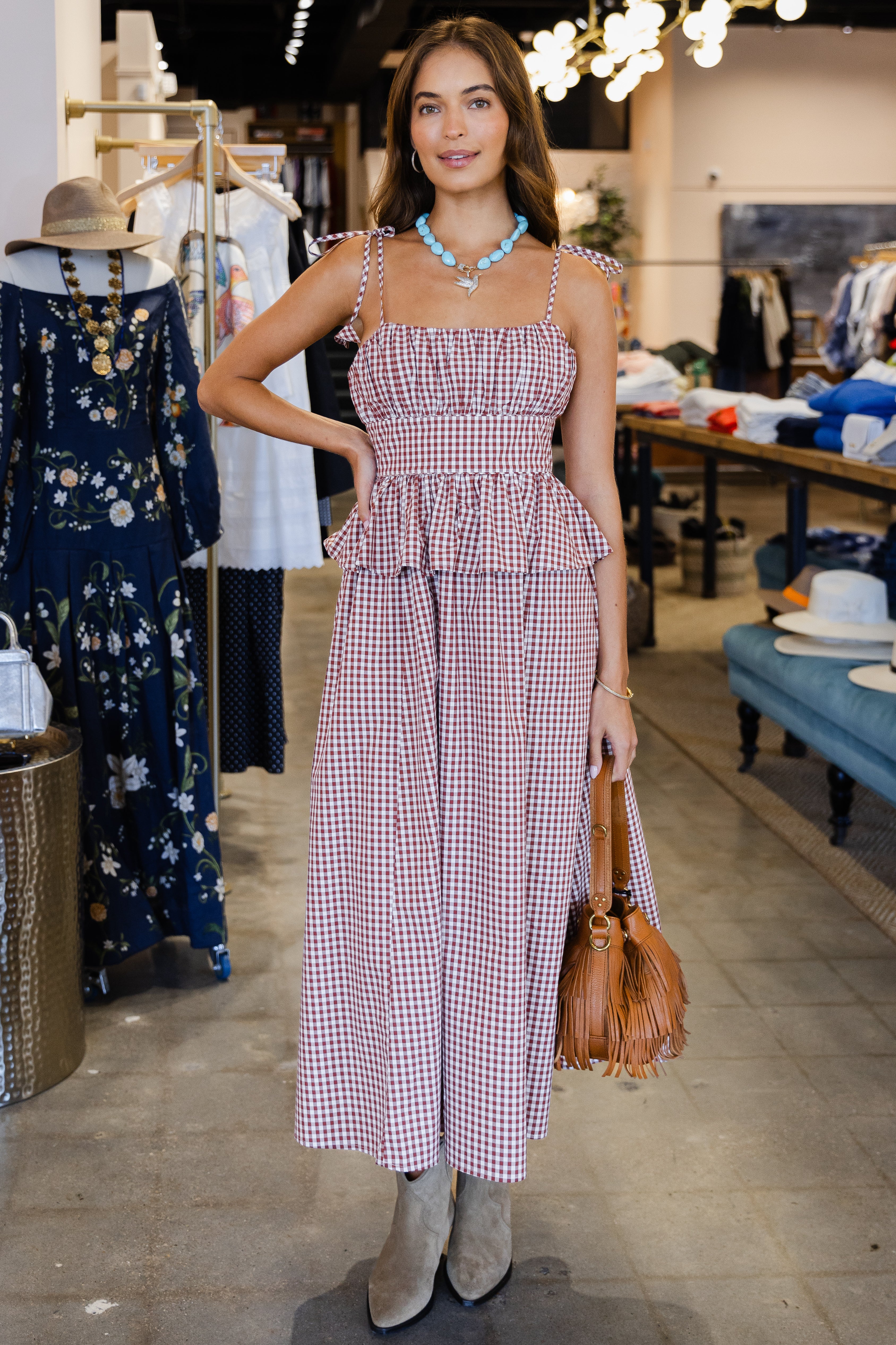 Betsy Dress - Cotswold Check Rust