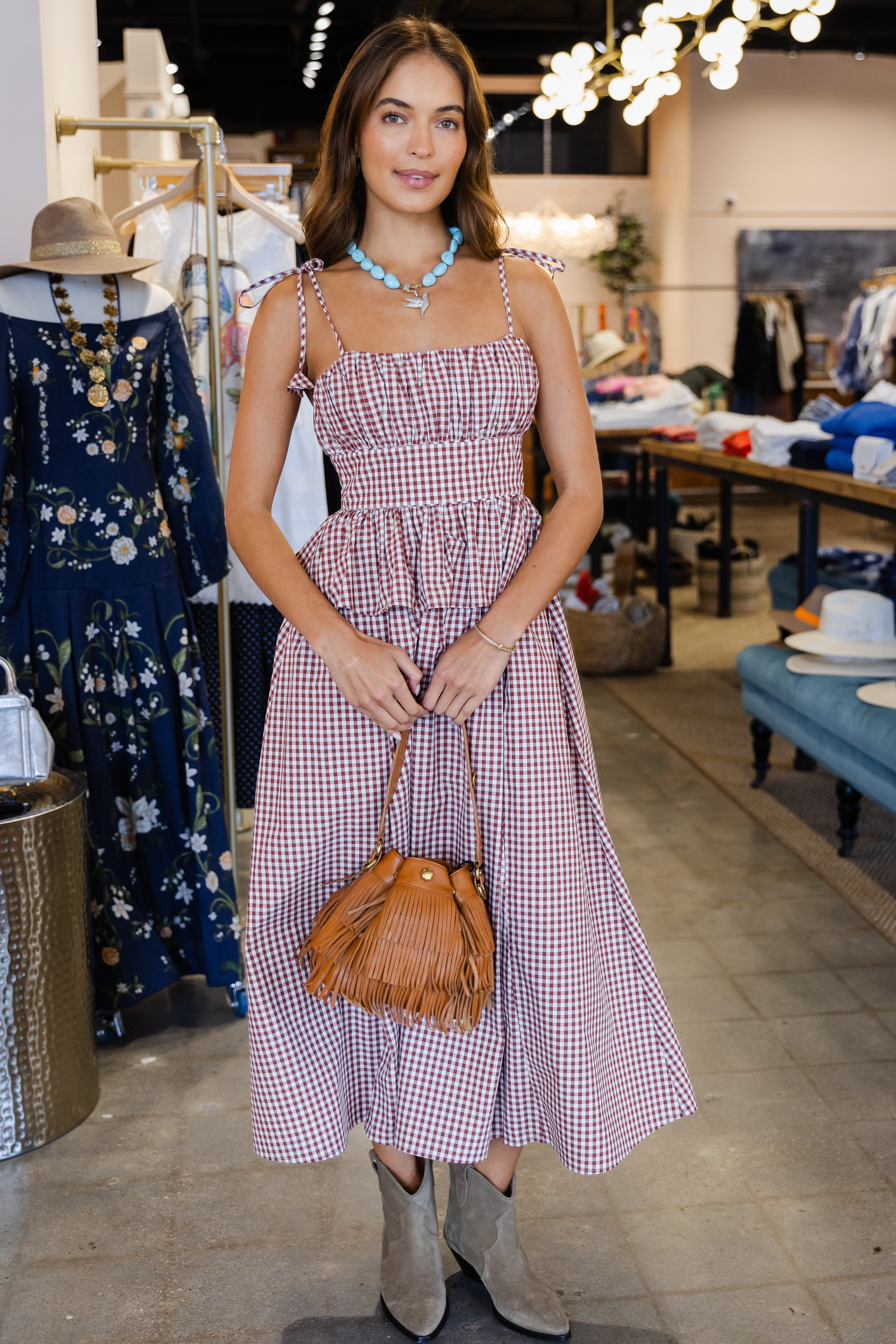 Betsy Dress - Cotswold Check Rust