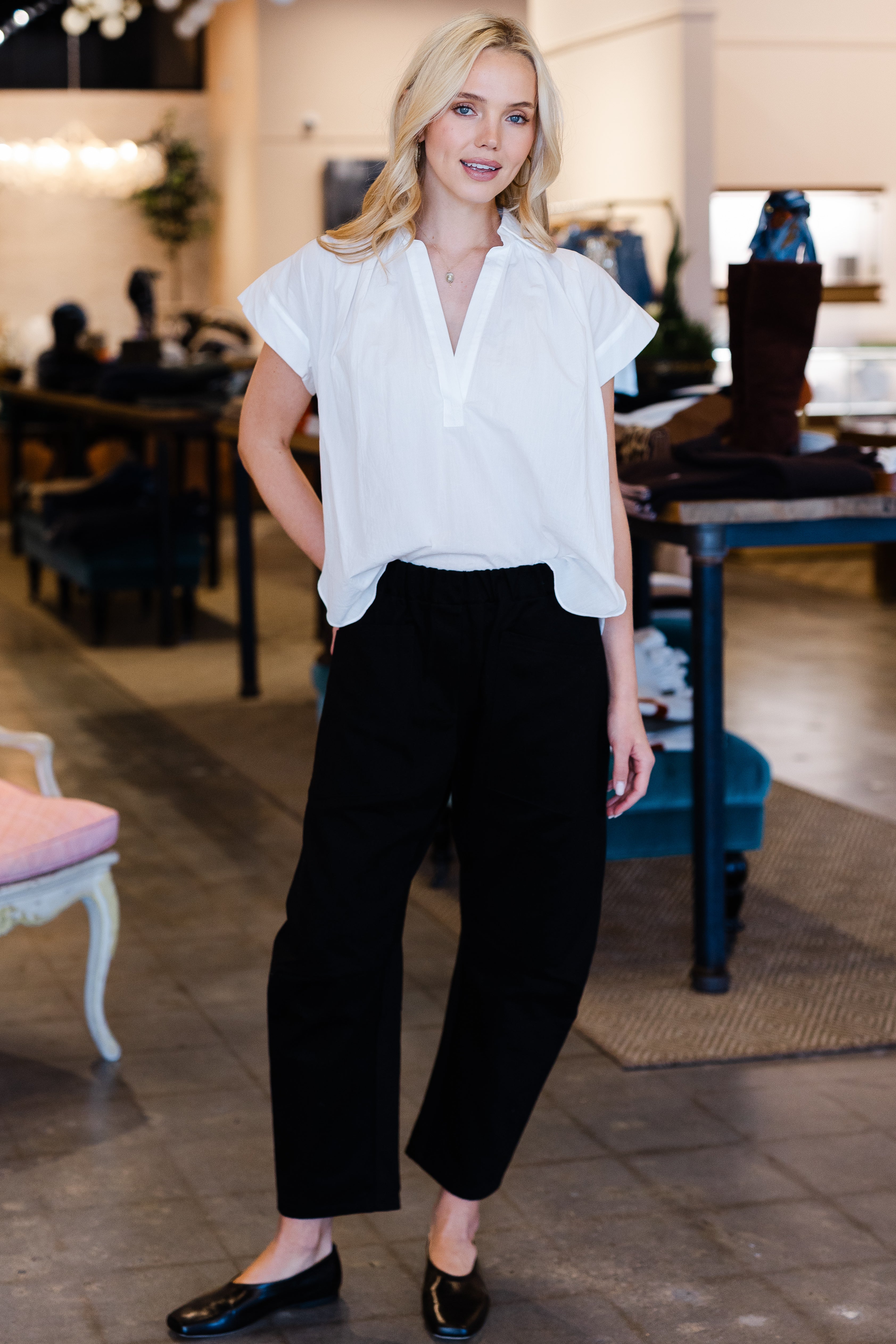 Trinity Top in Brushed Cotton - White