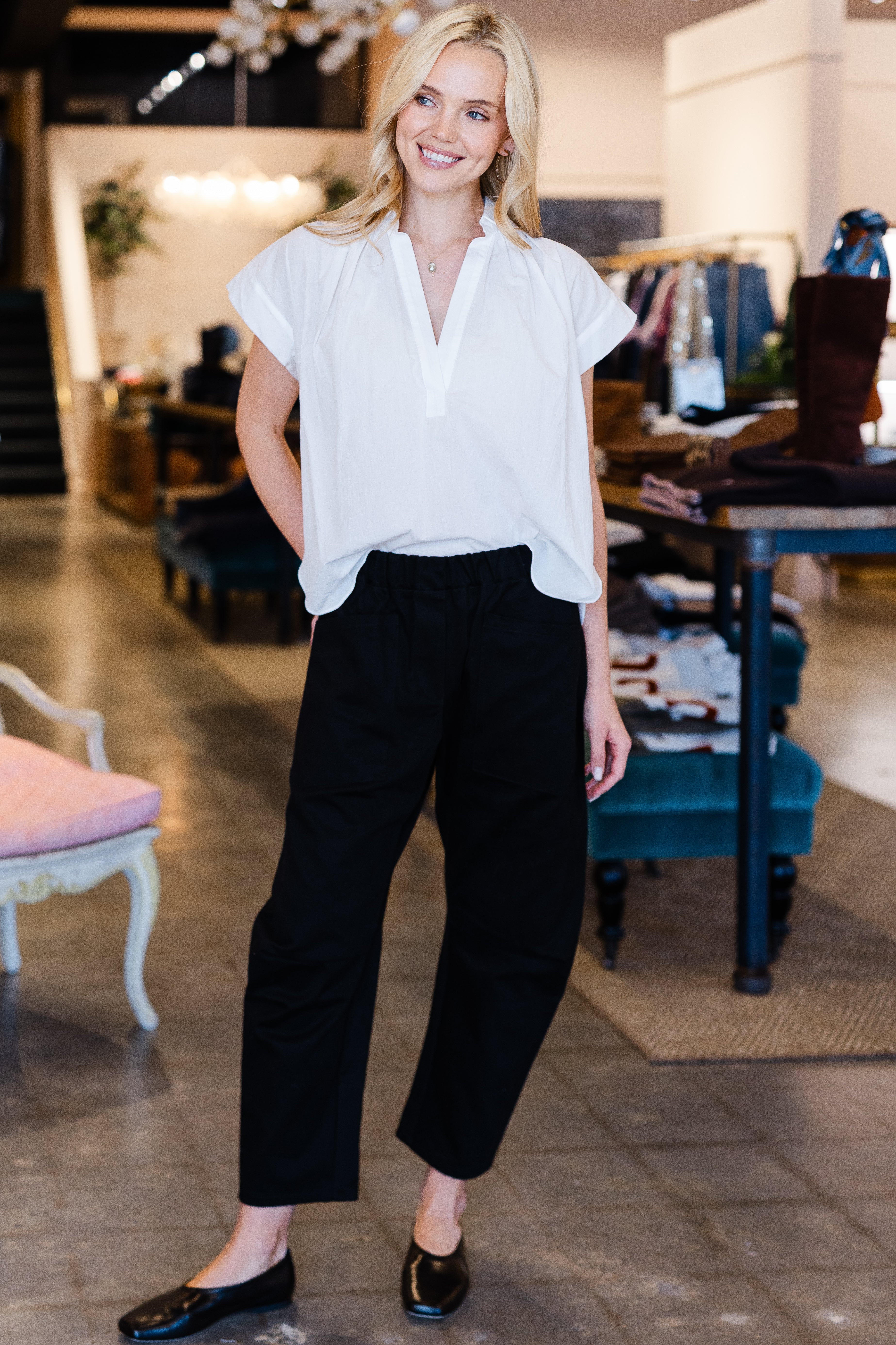 Trinity Top in Brushed Cotton - White